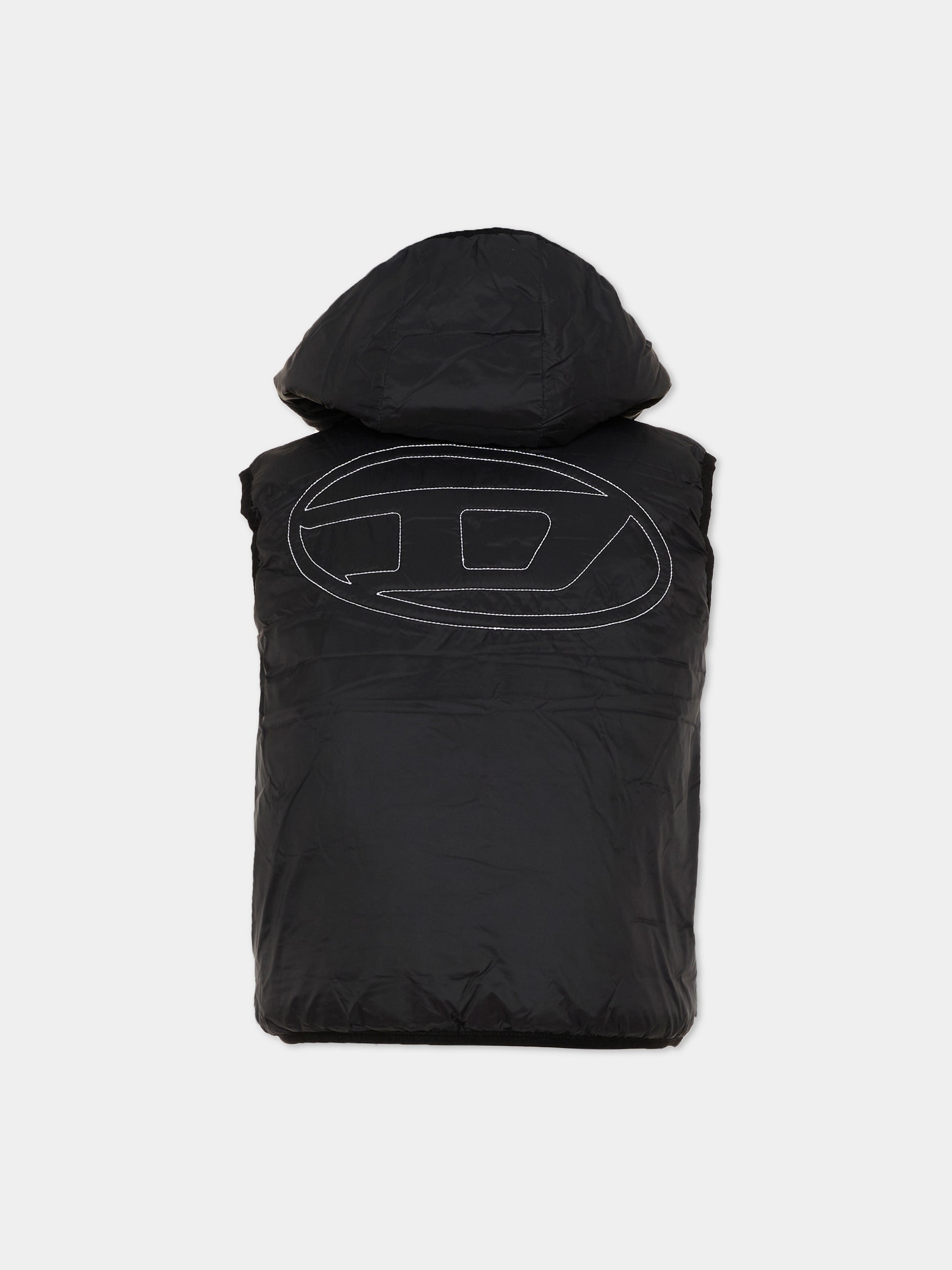 Gilet nero per bambini con logo,Diesel,J02883 KXBVE K900