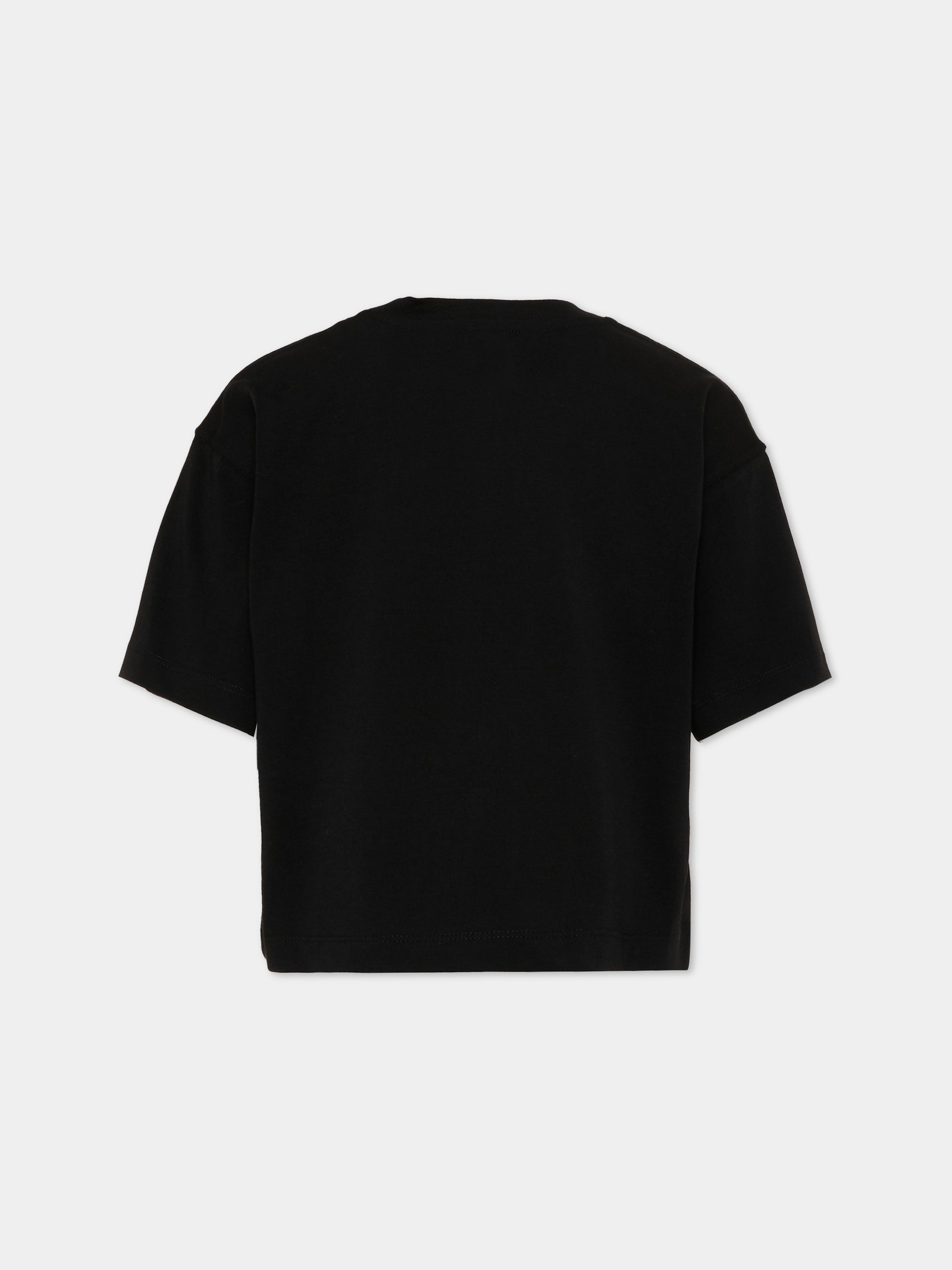 T-Shirt nera per bambina con logo,Diesel,J02918 00YI9 K900