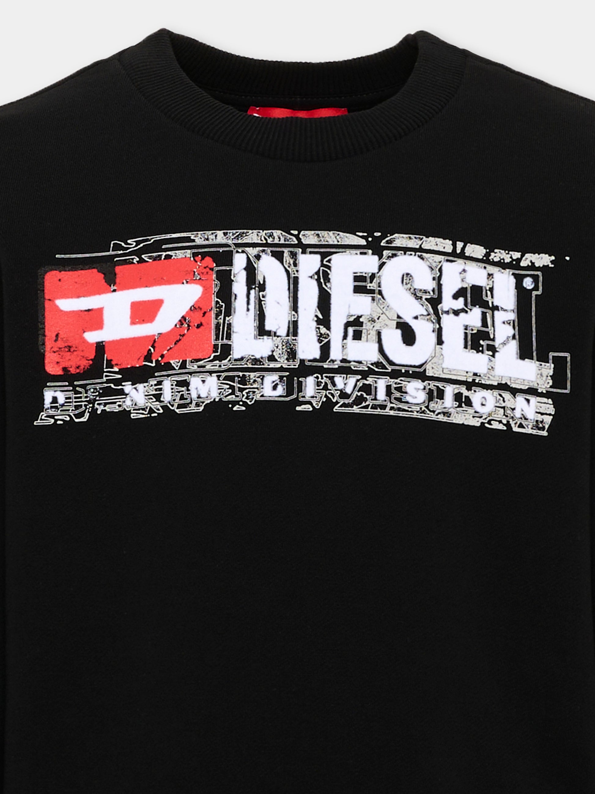 Felpa nera per bambino con  logo,Diesel,J02973 KYAVF K900