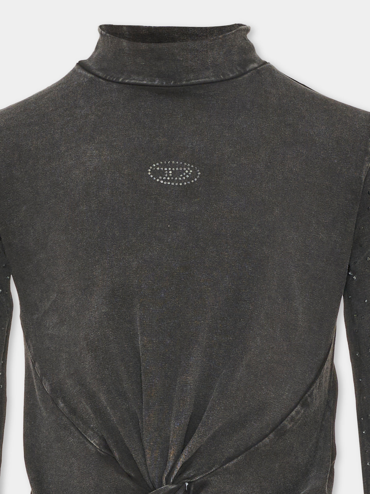 Black long sleeve T-shirt for Girl with knot