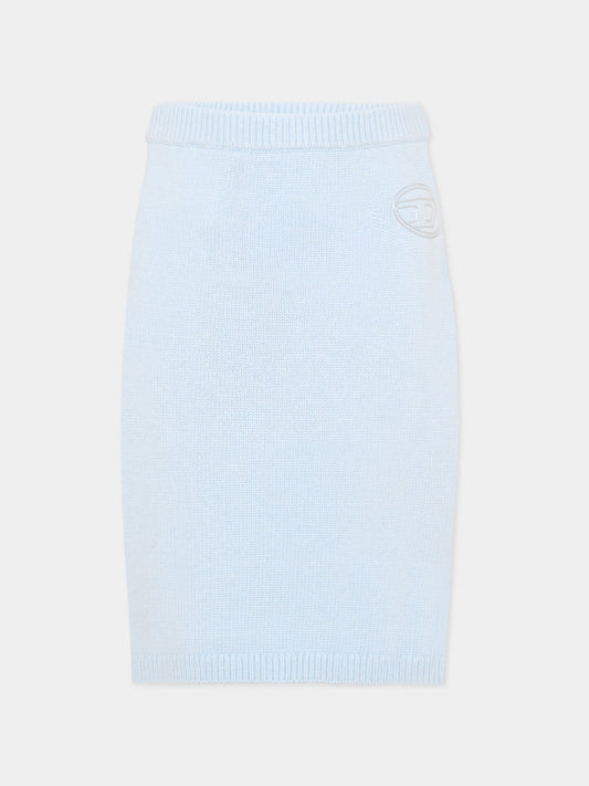 Gonna celeste per bambina con logo,Diesel,J03020 KYAYX K80U