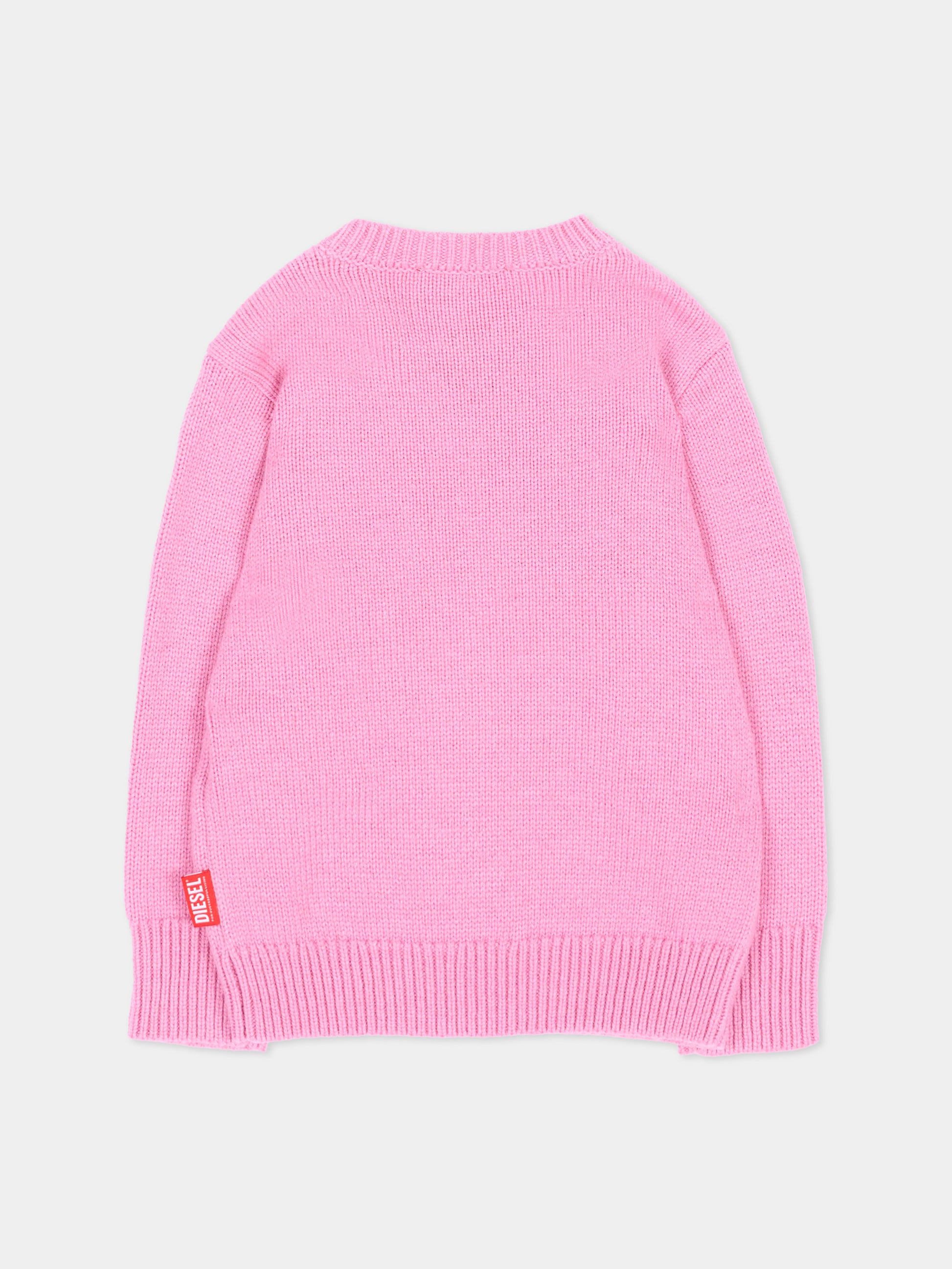 Maglione rosa per neonata con logo,Diesel,K00837 KYAYX K39G