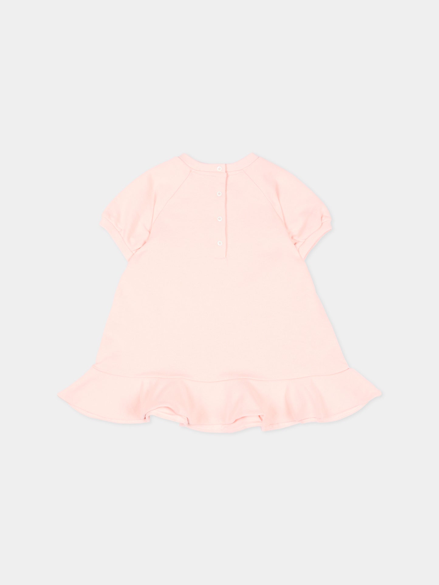 Vestito rosa Fendi per neonata con logo,Fendi Kids,BFB615 5V0 F1UL9