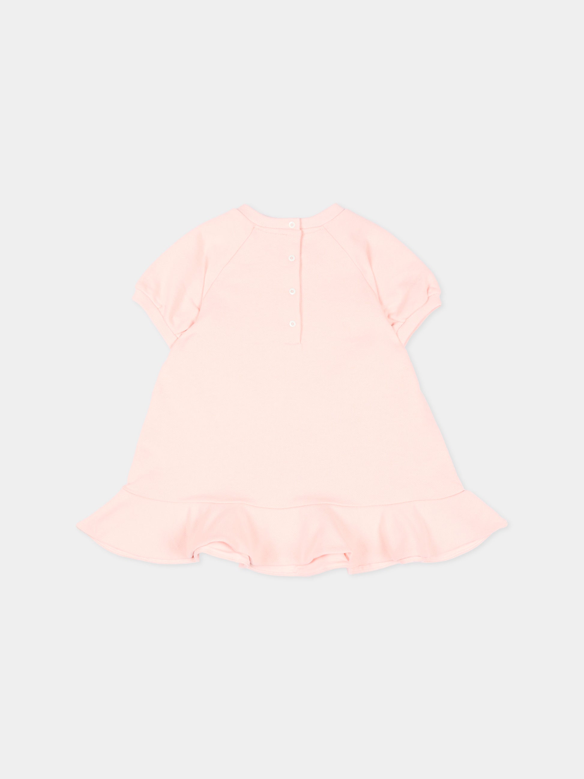 Vestito rosa Fendi per neonata con logo,Fendi Kids,BFB615 5V0 F1UL9
