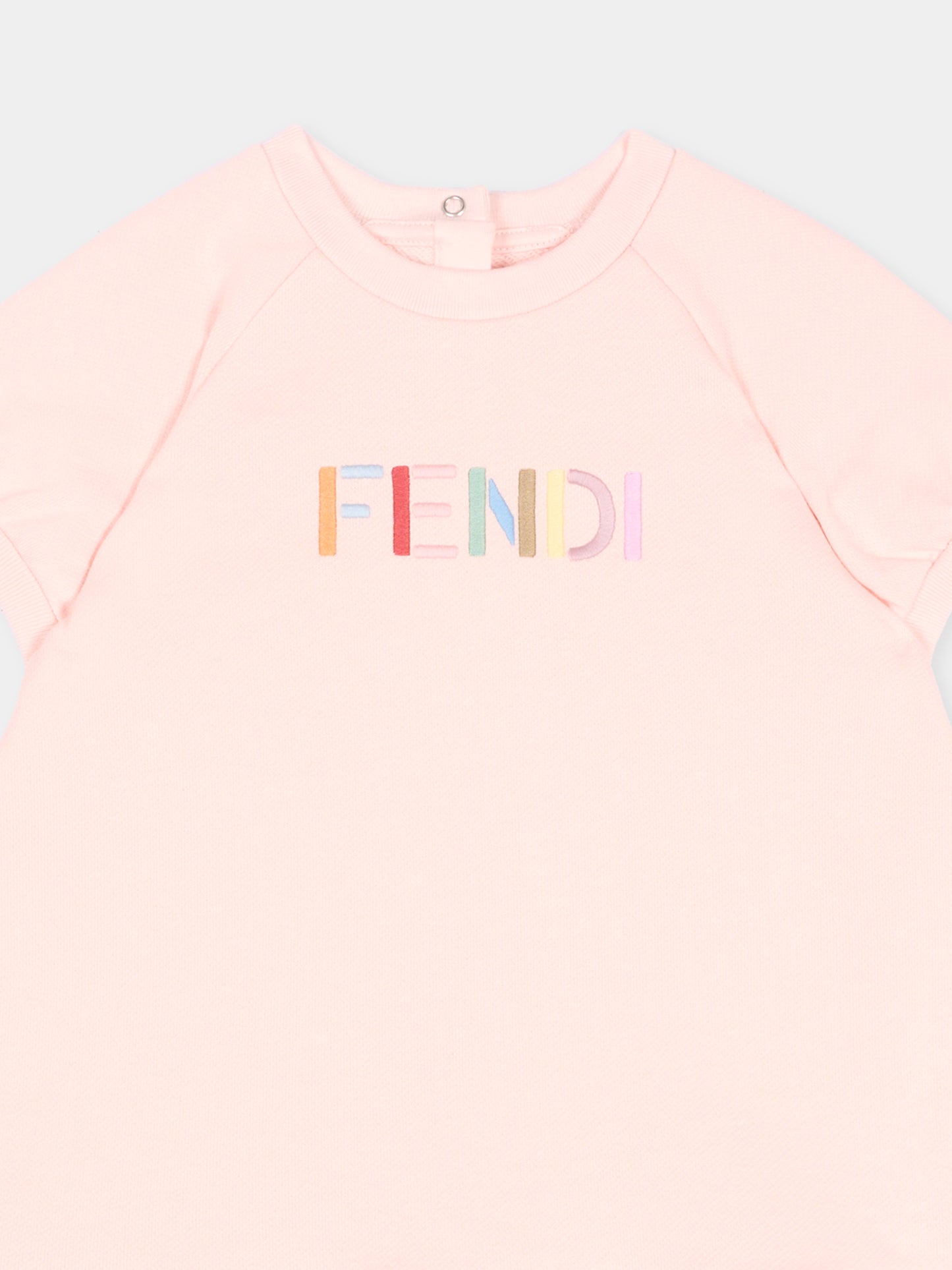 Vestito rosa Fendi per neonata con logo,Fendi Kids,BFB615 5V0 F1UL9