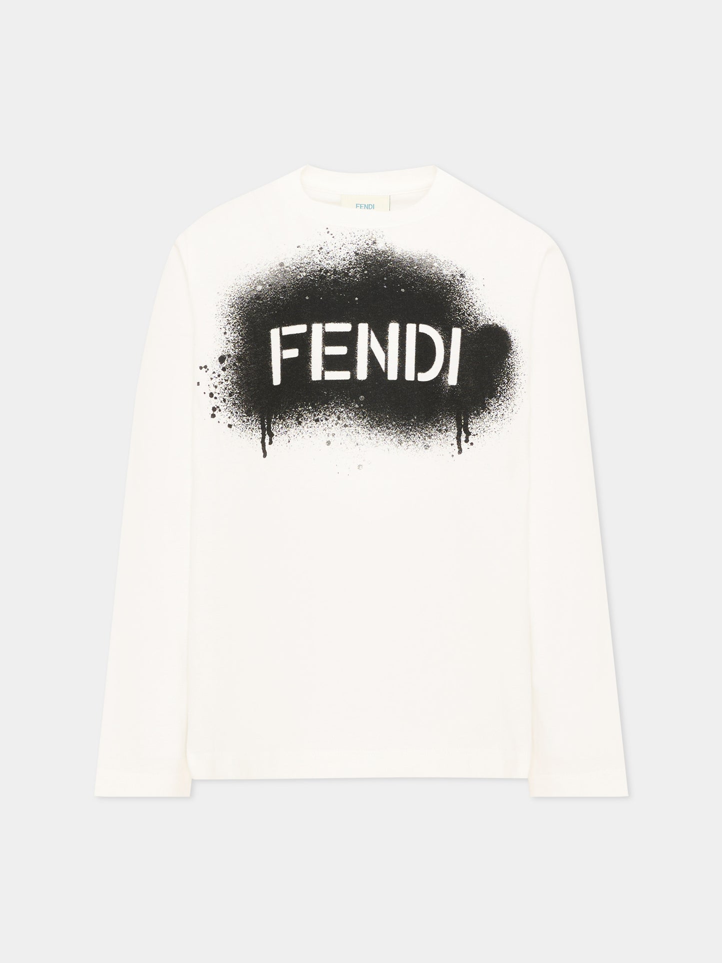 T-shirt avorio per bambina con logo,Fendi Kids,JUI213 AY8D F16E7