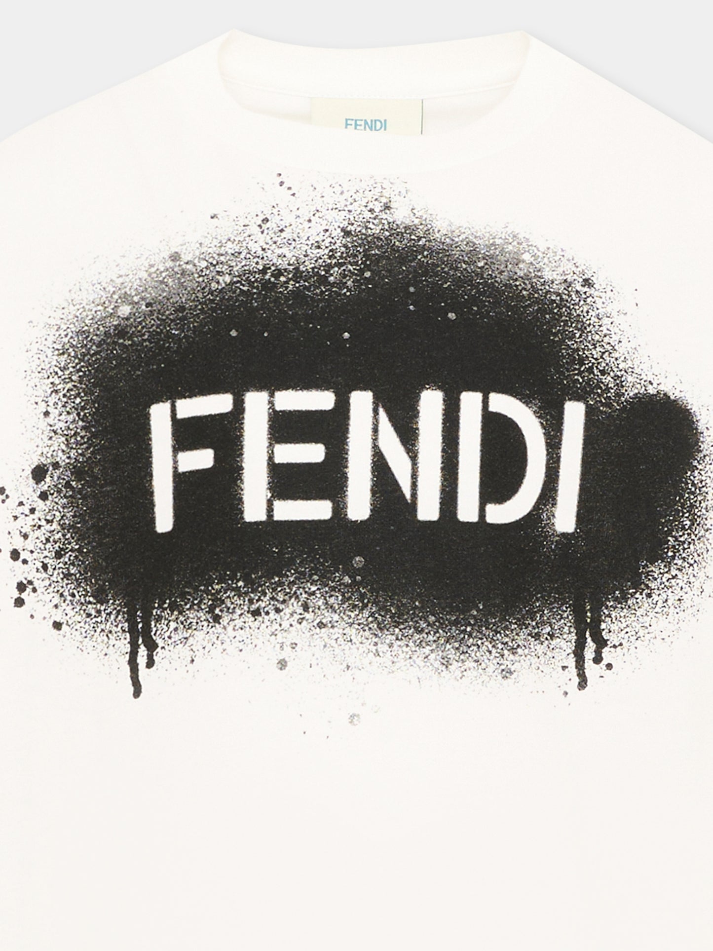T-shirt avorio per bambina con logo,Fendi Kids,JUI213 AY8D F16E7
