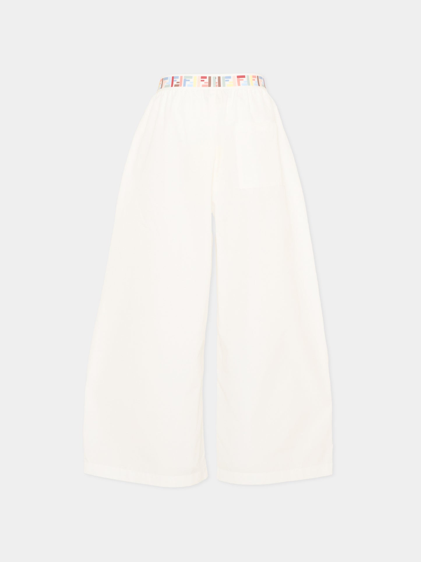 Pantaloni casual bianco per bambina con logo FF,Fendi Kids,JFF404 AEXZ F0TU9