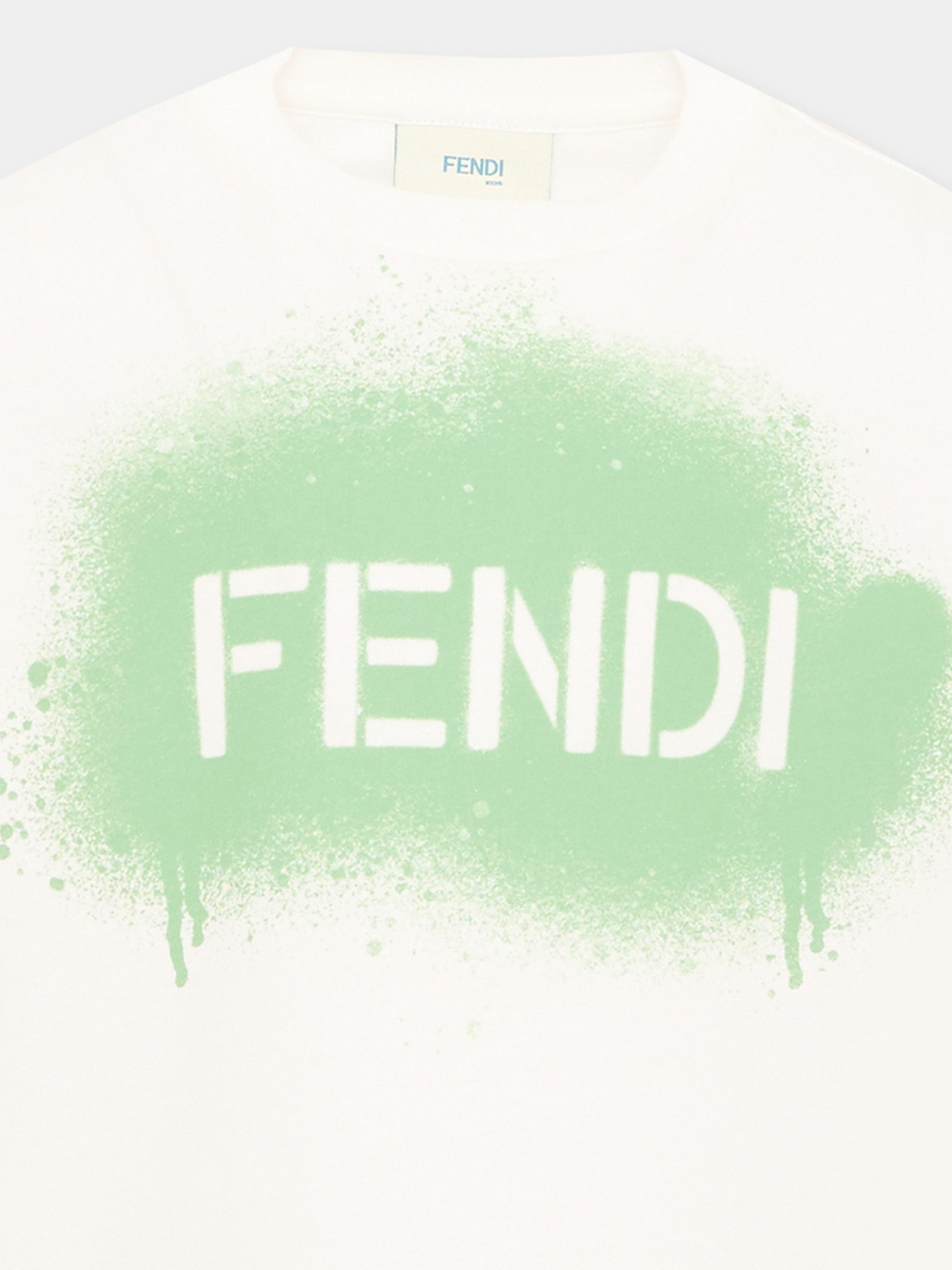 T-Shirt avorio per bambino con logo,Fendi Kids,JUI212 AY8D F1X7R