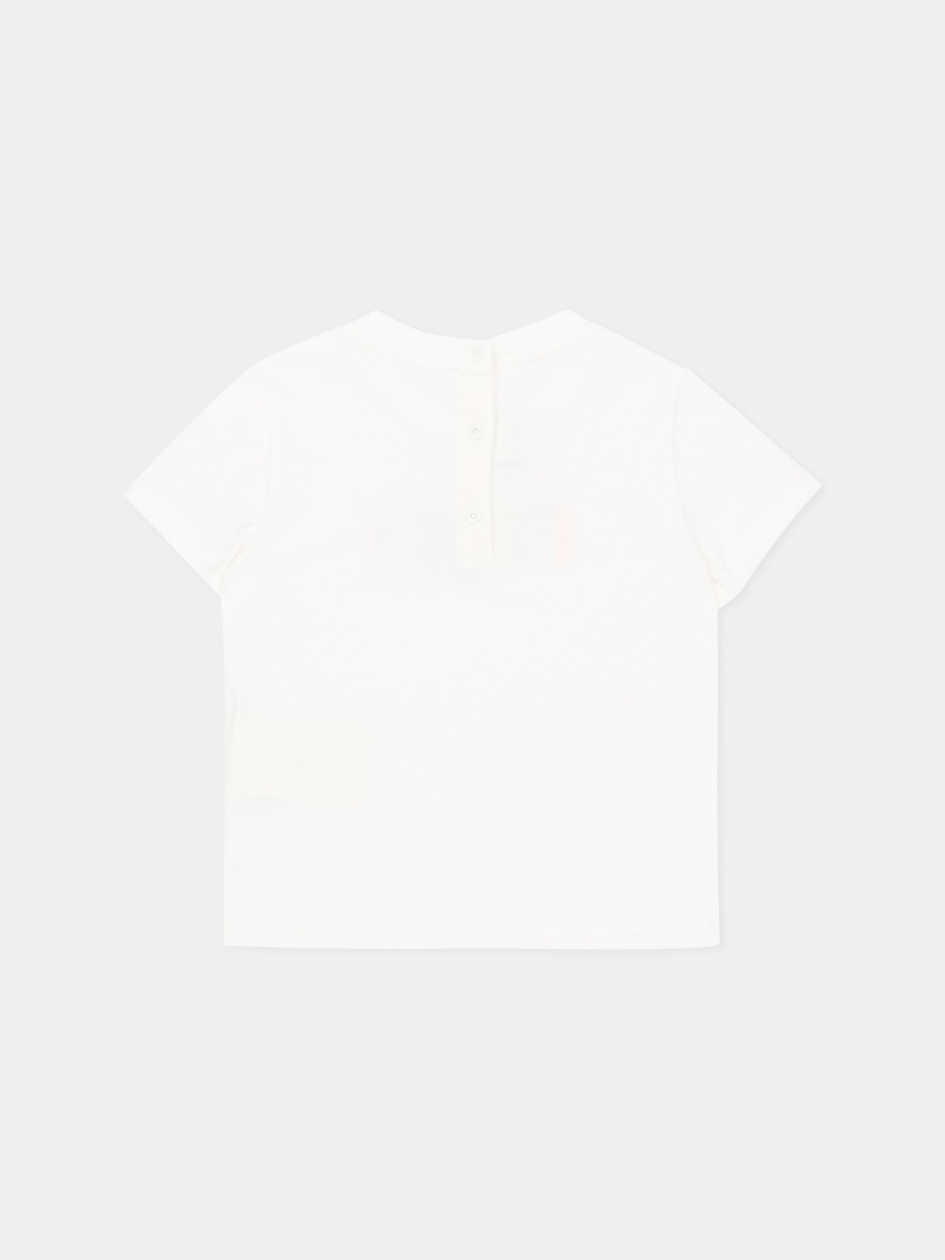 T-shirt bianca per neonati con logo,Fendi Kids,BUI119 AY8D F0TU9