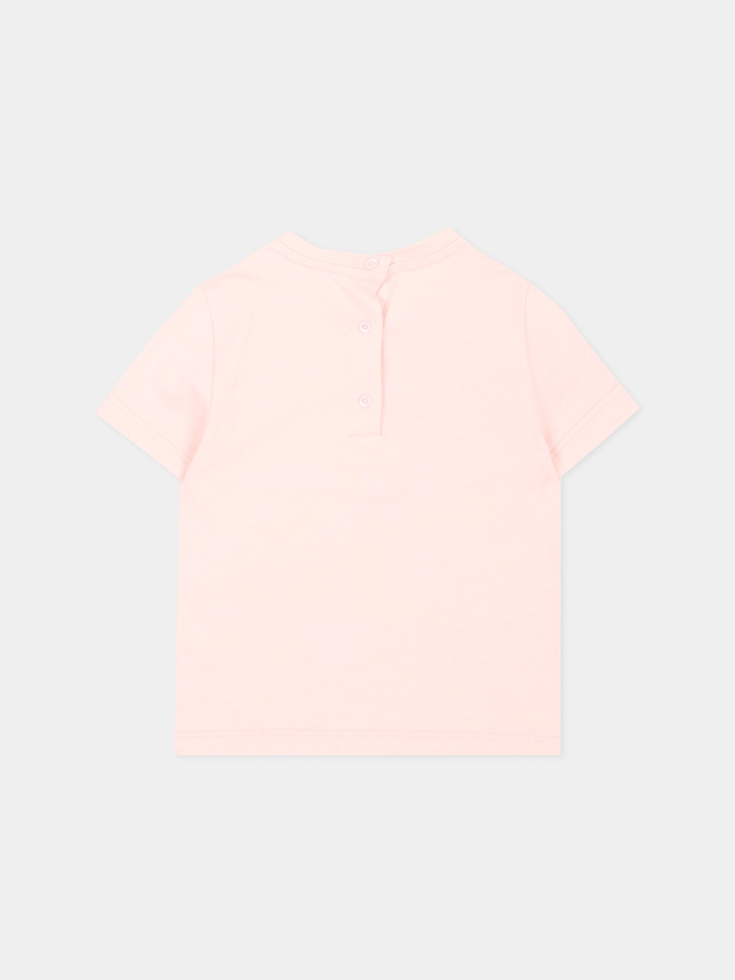 T-shirt rosa per neonata con logo,Fendi Kids,BUI120 AY8D F1UL9