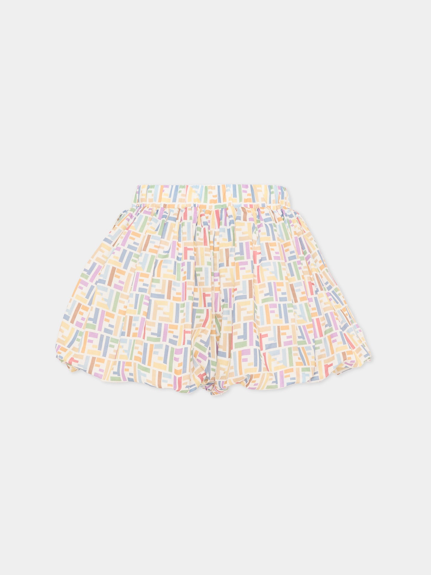 Shorts multicolor per bambina  con monogram FF,Fendi Kids,JFF413 AJJQ F0ZA0