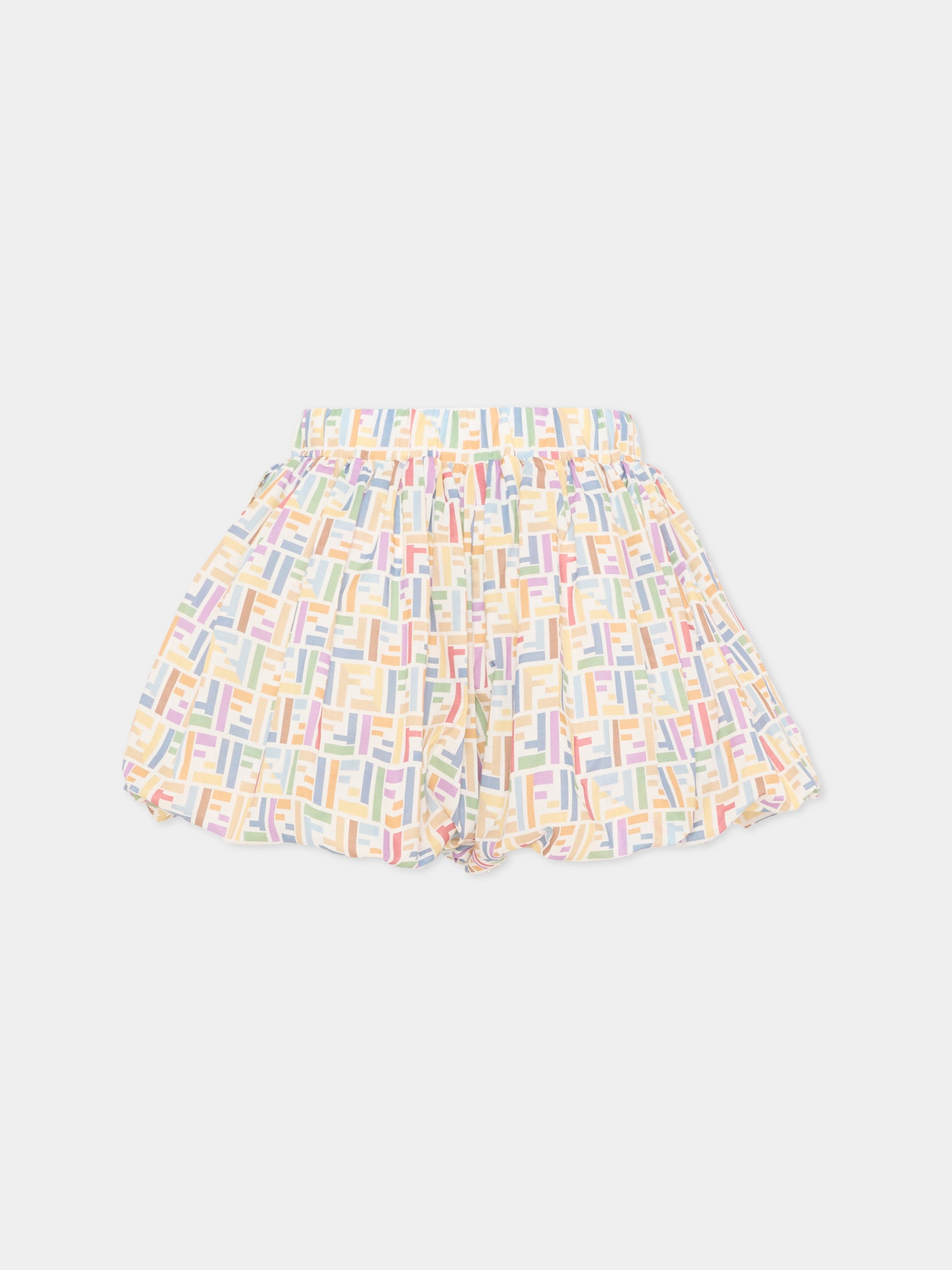 Shorts multicolor per bambina  con monogram FF,Fendi Kids,JFF413 AJJQ F0ZA0