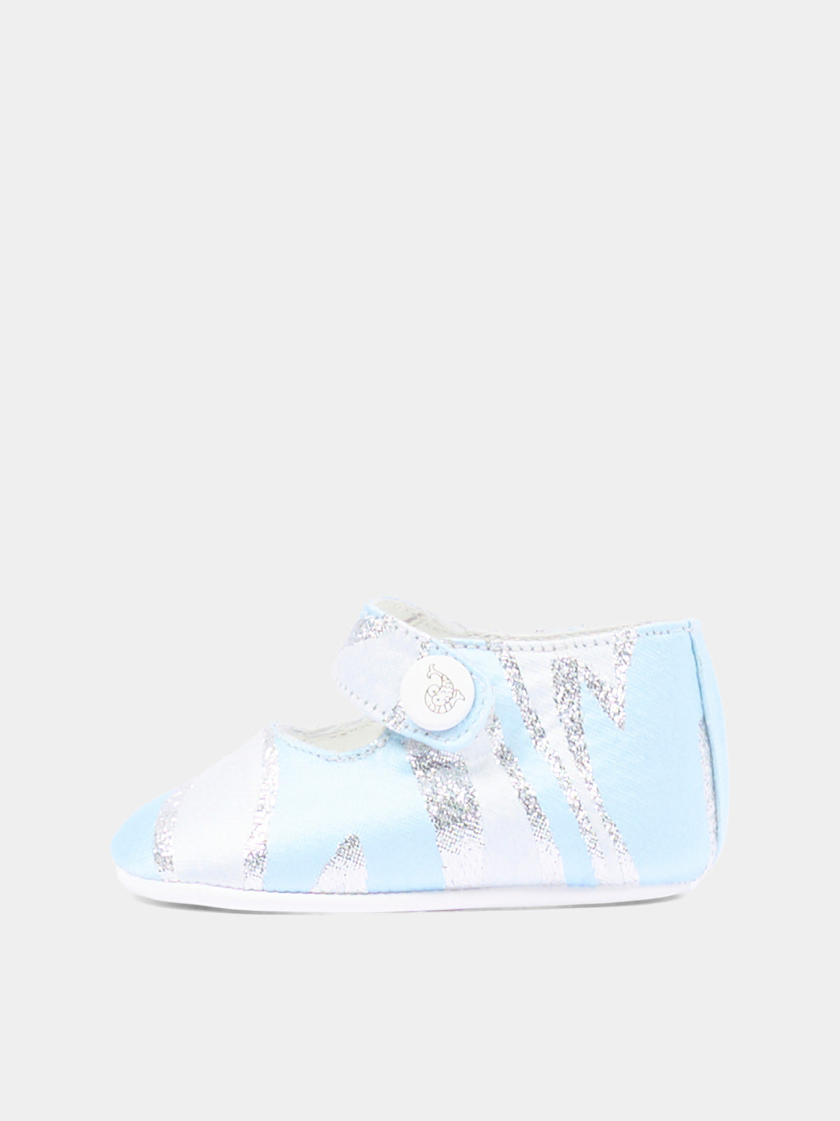 Ballerine celesti per neonata con fasce argento,Emilio Pucci Junior,PZ0066 S0273 600AG