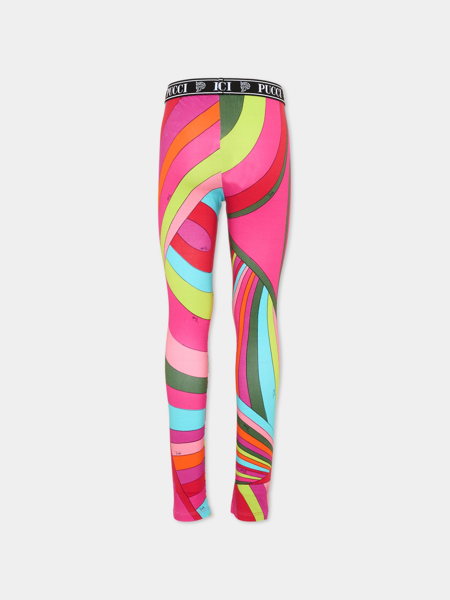 Leggings multicolor per bambina con vortrici,Emilio Pucci Junior,PZ6A41 Z3346 999