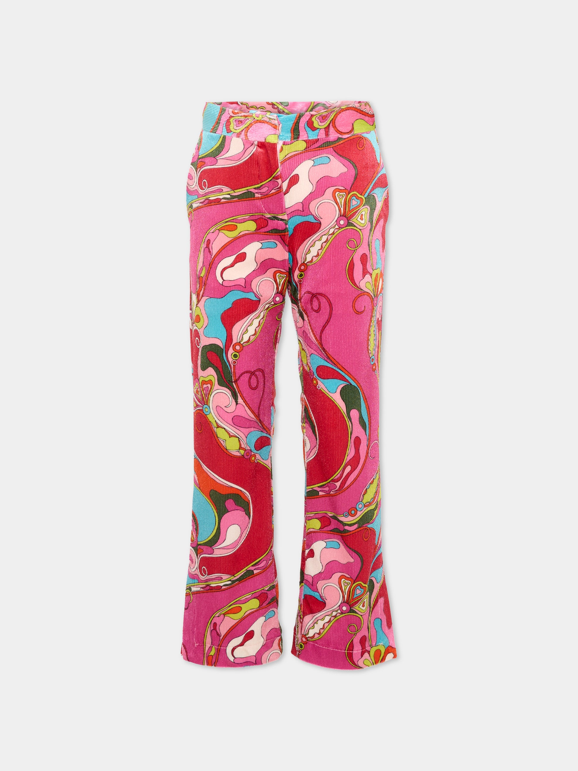 Pantaloni multicolor per bambina a vortici,Emilio Pucci Junior,PZ6B10 V0194 543MC