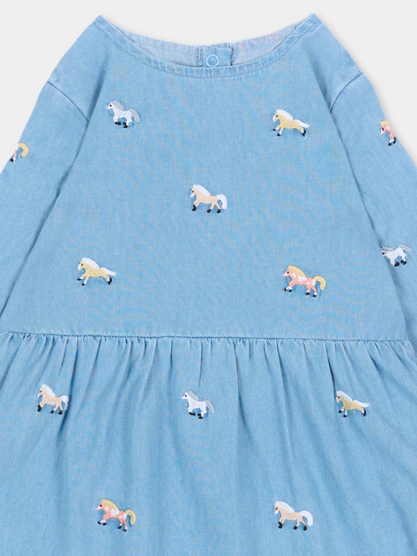 Vestito azzurro per neonata con cavalli,Stella Mccartney Kids,TZ1050 Z4034 600EM