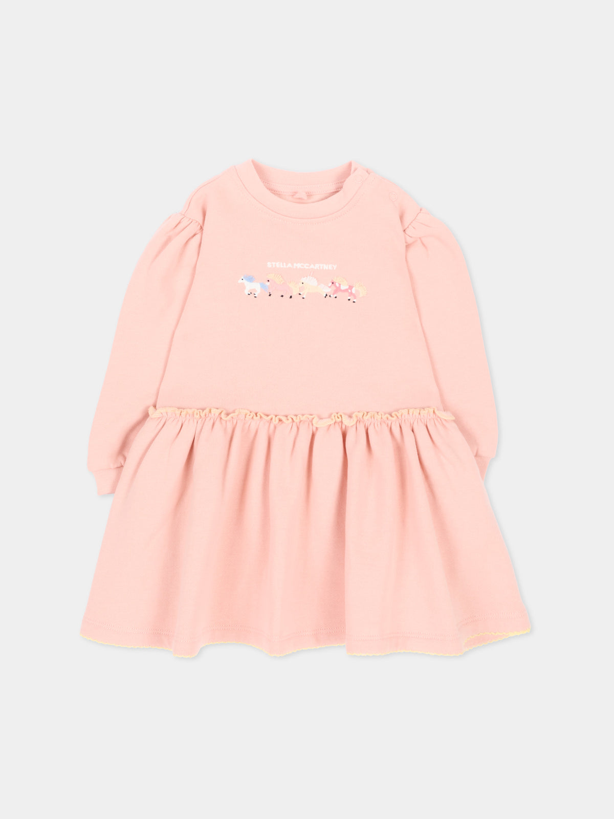 Vestito rosa per neonata con cavalli,Stella Mccartney Kids,TZ1060 Z3059 50M