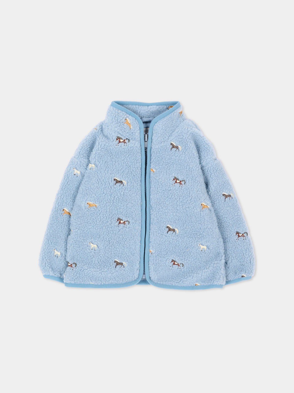Ecopelliccia azzurra per neonato con cavalli,Stella Mccartney Kids,TZ2367 Z4123 643EM