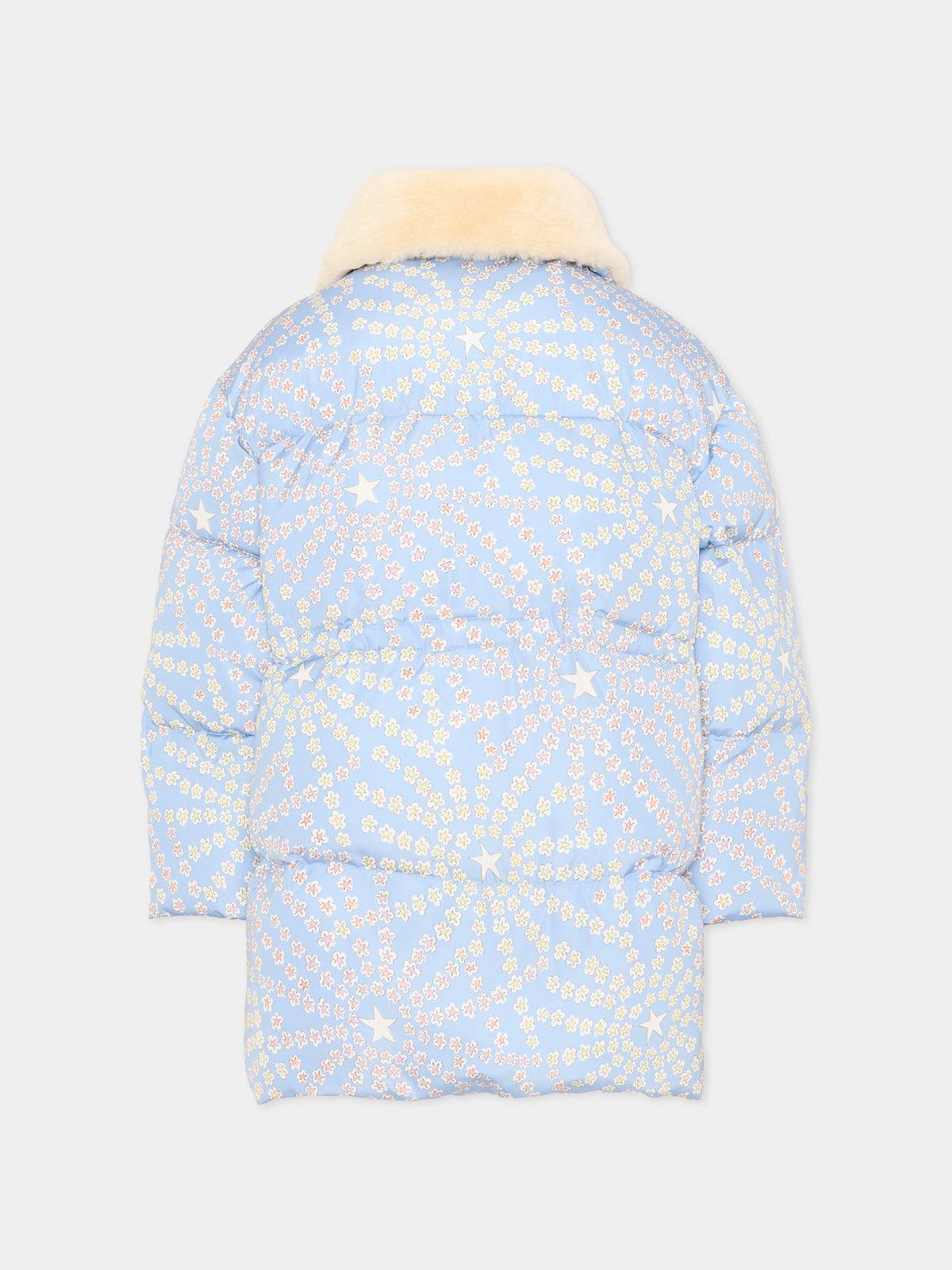 Piumino azzurro per bambina a fiori,Stella Mccartney Kids,TZ2B17 Z3869 61EMC