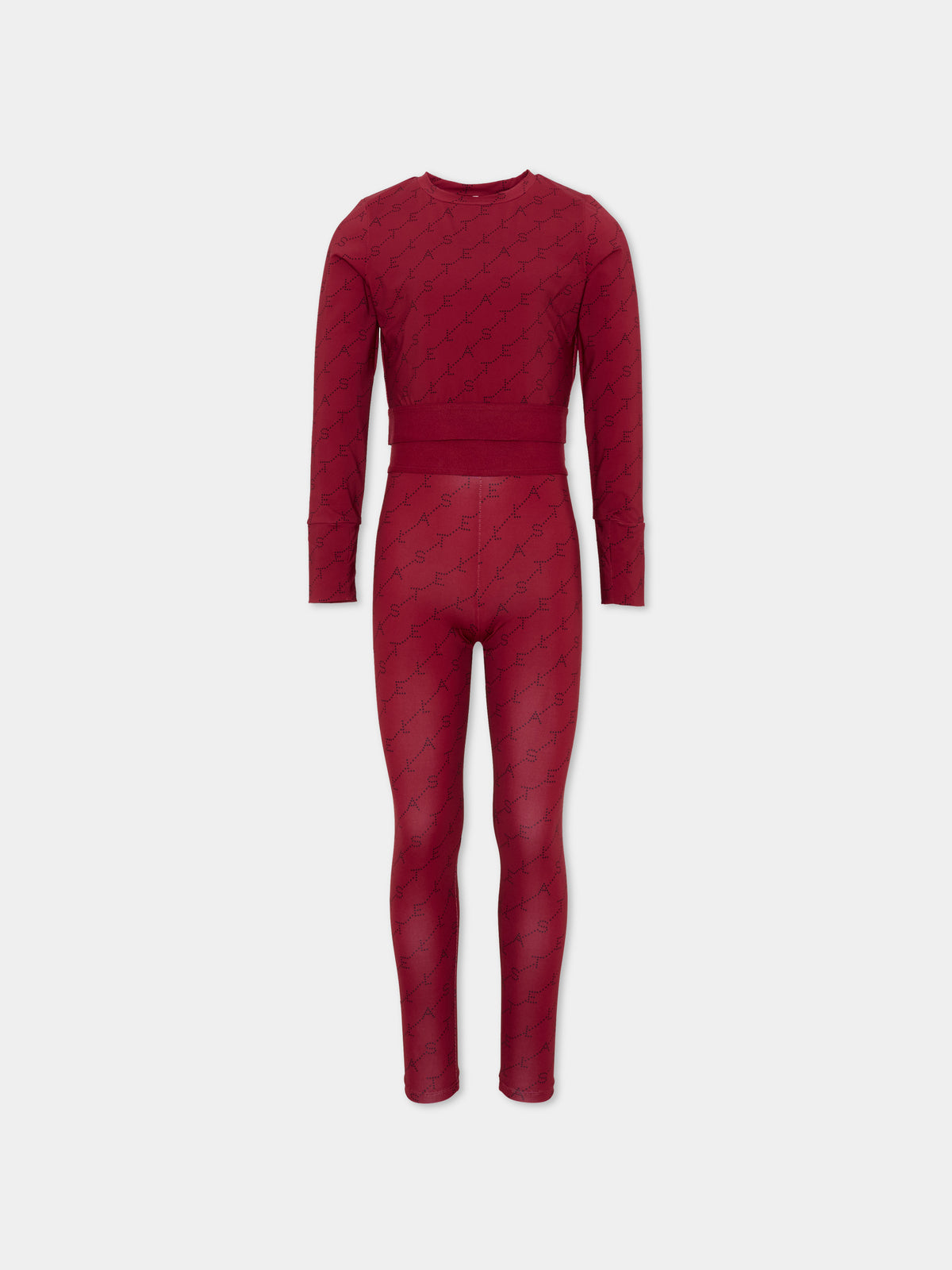 Completo sportivo lungo bordeaux per bambina con logo,Stella Mccartney Kids,TZ3A90 Z3919 416NE