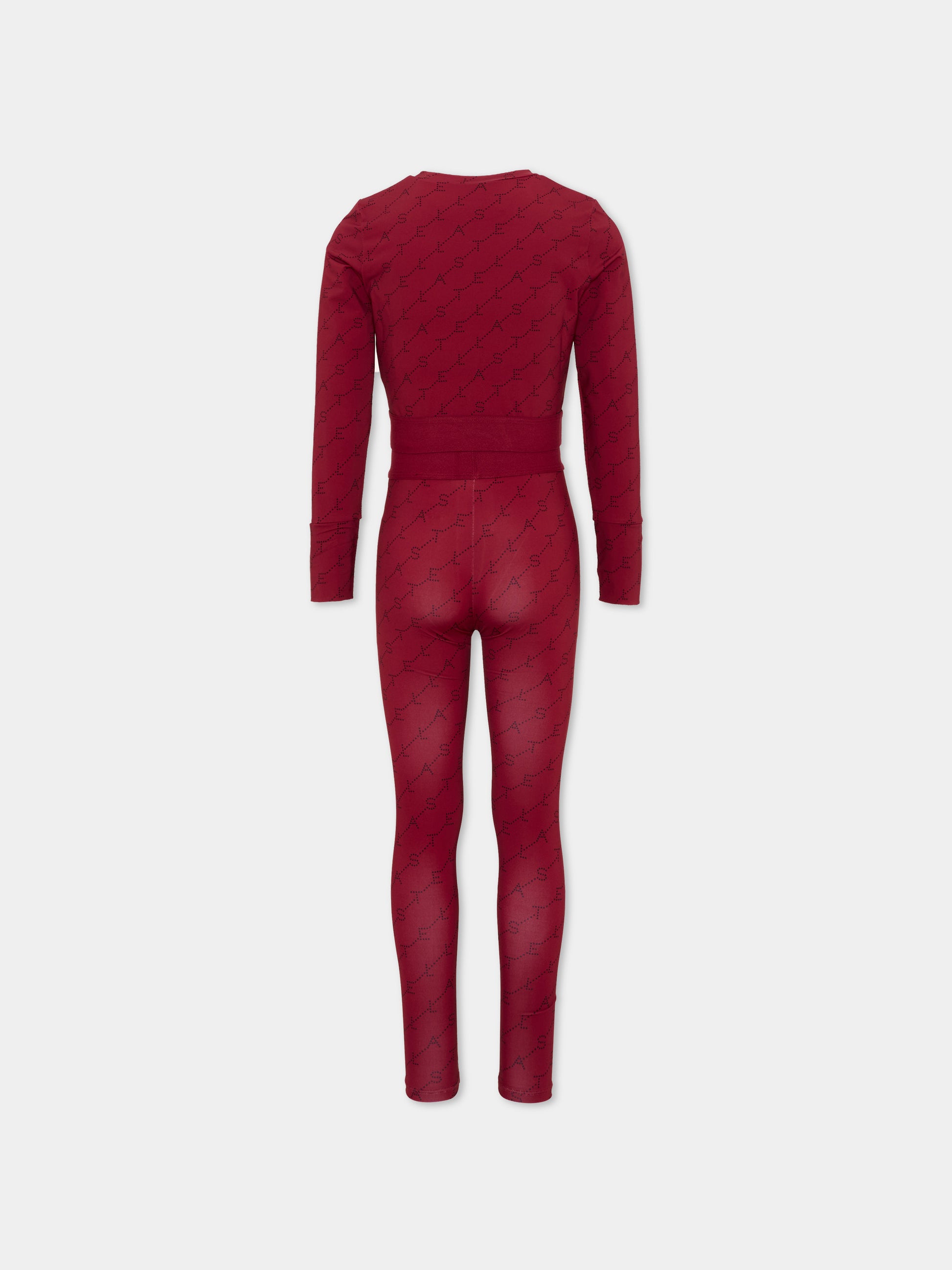 Completo sportivo lungo bordeaux per bambina con logo,Stella Mccartney Kids,TZ3A90 Z3919 416NE
