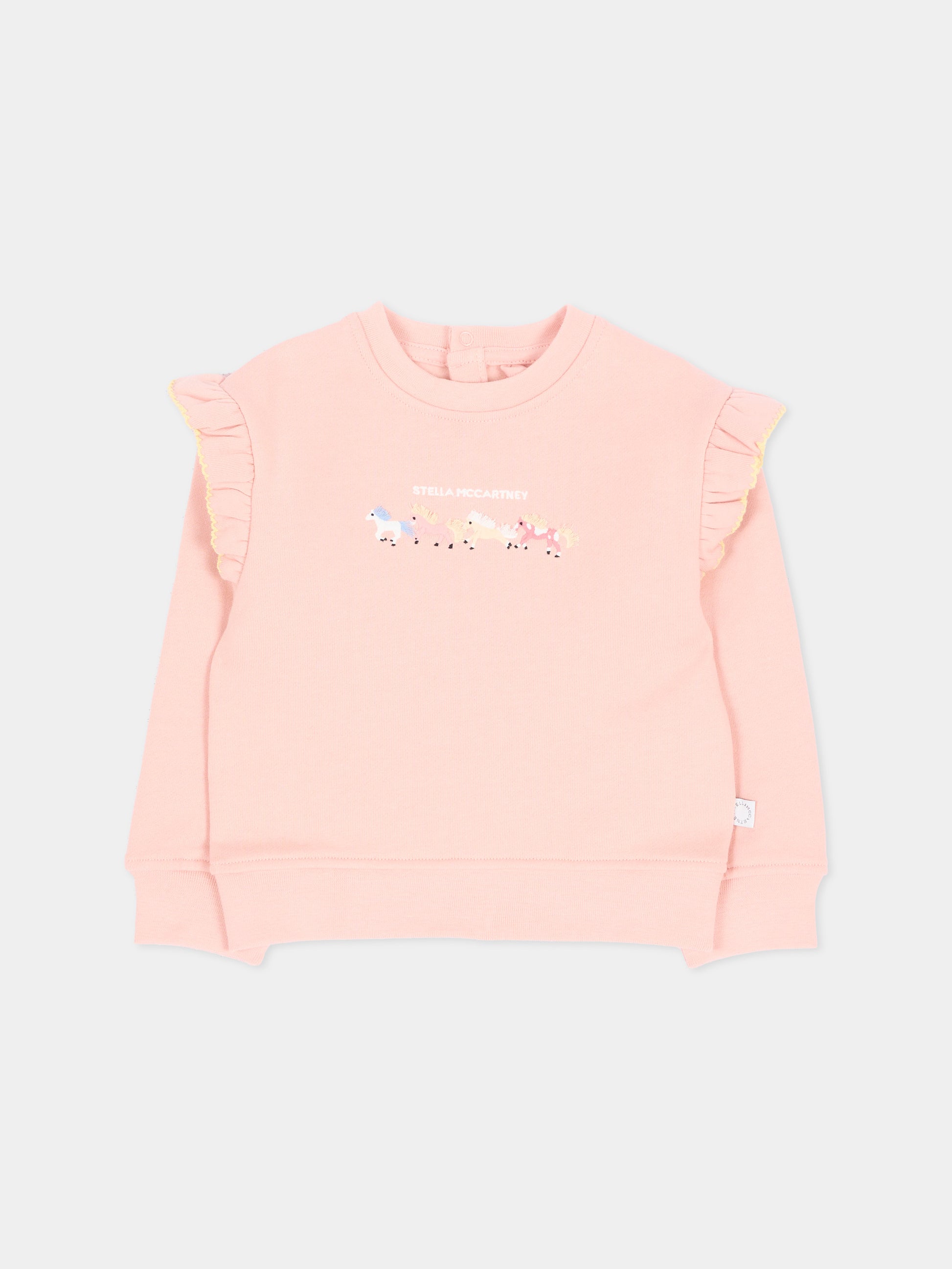Felpa rosa per neonata con ruches,Stella Mccartney Kids,TZ4030 Z3059 50M