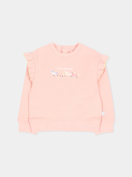 Felpa rosa per neonata con ruches,Stella Mccartney Kids,TZ4030 Z3059 50M