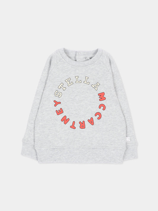 Felpa grigia per neonato con logo,Stella Mccartney Kids,TZ4380 Z3059 807