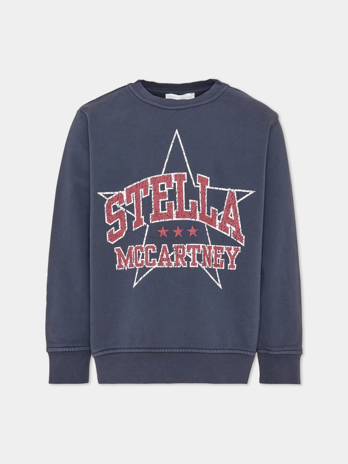 Felpa girocollo blu per bambina con logo,Stella Mccartney Kids,TZ4B10 Z3826 61L