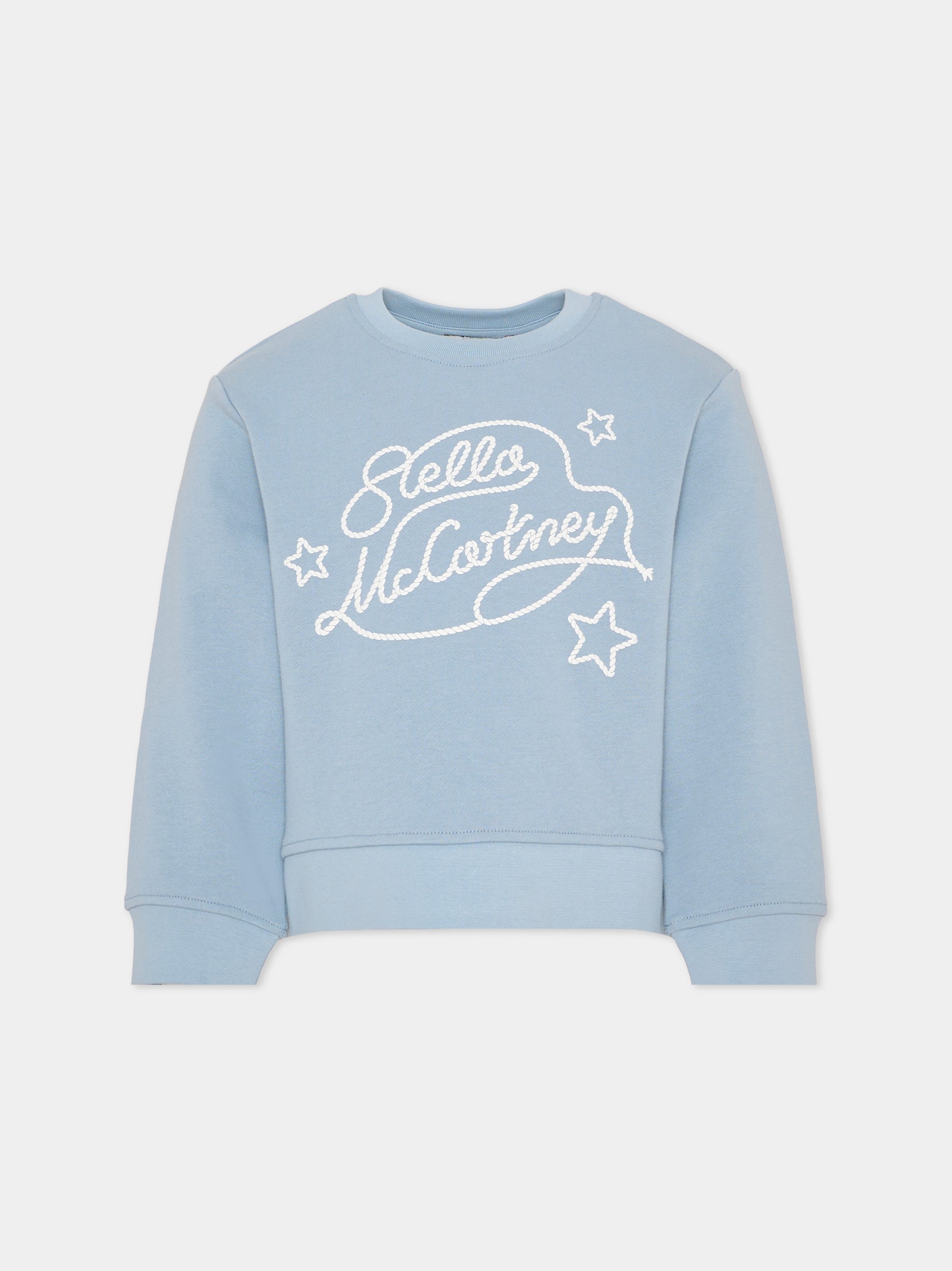 Felpa celeste per bambina con logo,Stella Mccartney Kids,TZ4B50 Z3059 61E