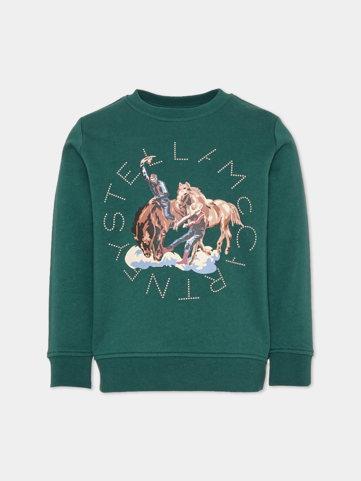 Felpa verde per bambino con stampa,Stella Mccartney Kids,TZ4P90 Z3059 737
