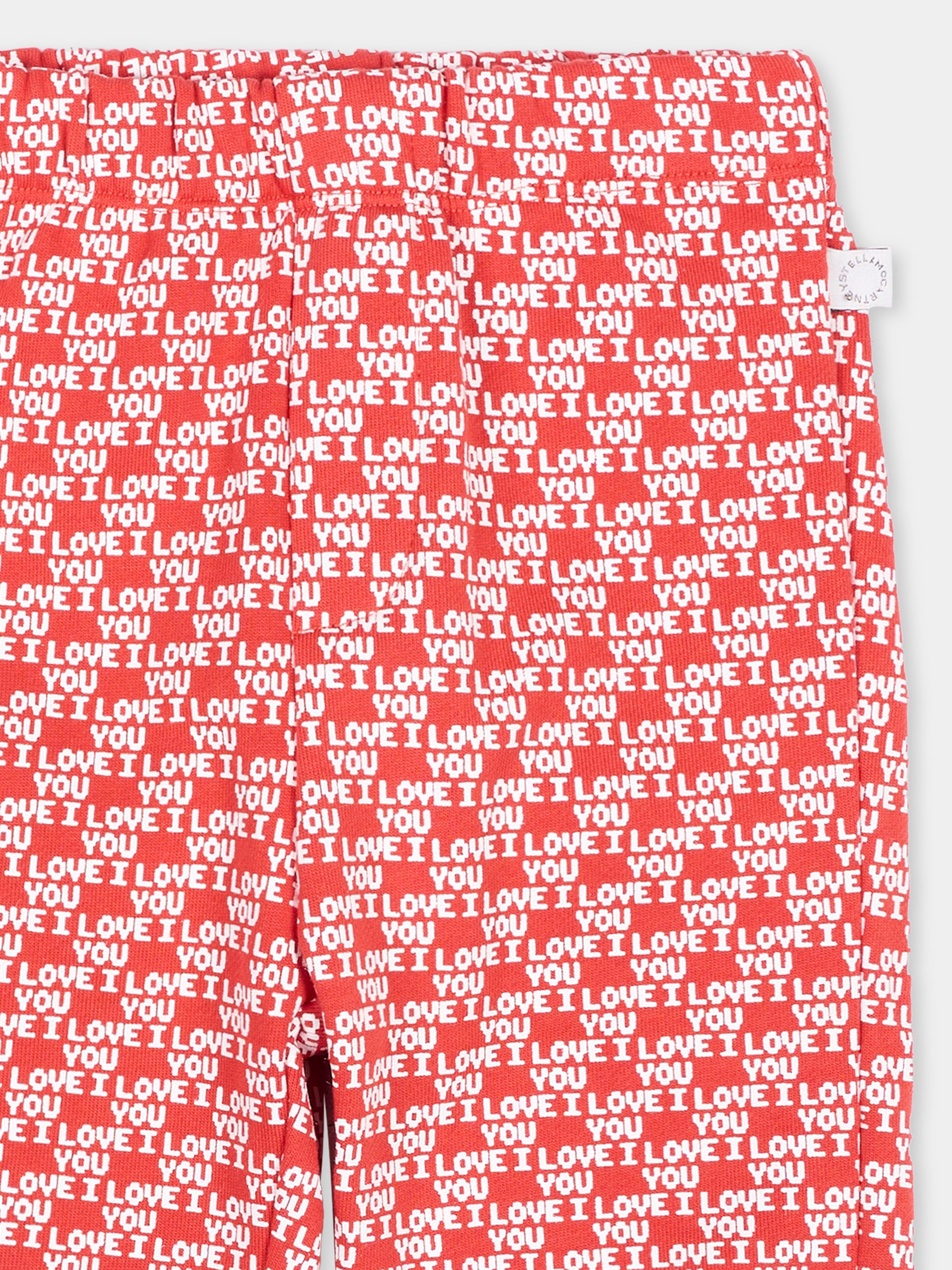 Pantaloni sportivi rossi per neonata con stampa,Stella Mccartney Kids,TZ6100 Z4023 423AV