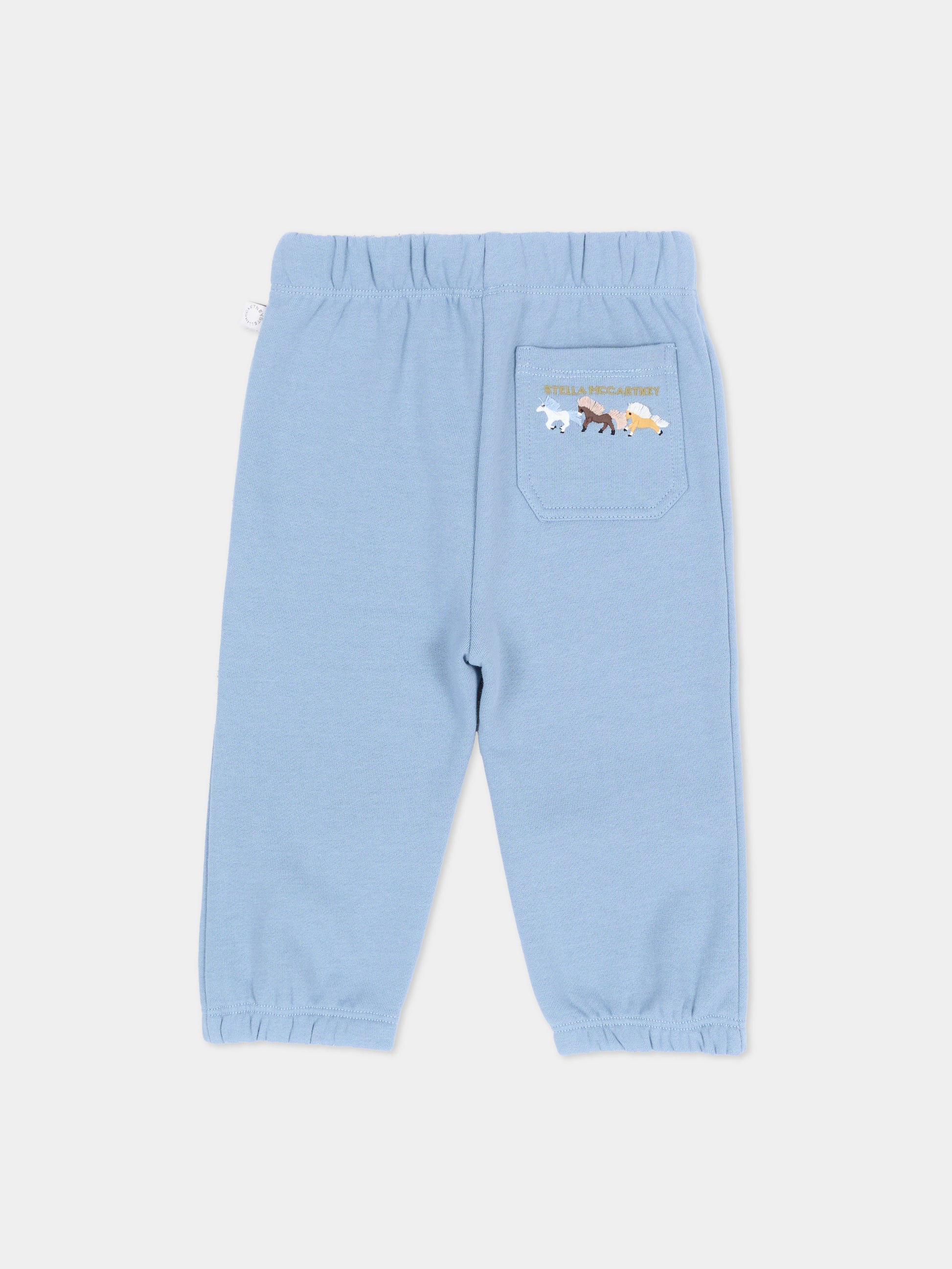 Pantalone azzurro per neonato con logo,Stella Mccartney Kids,TZ6340 Z3059 643