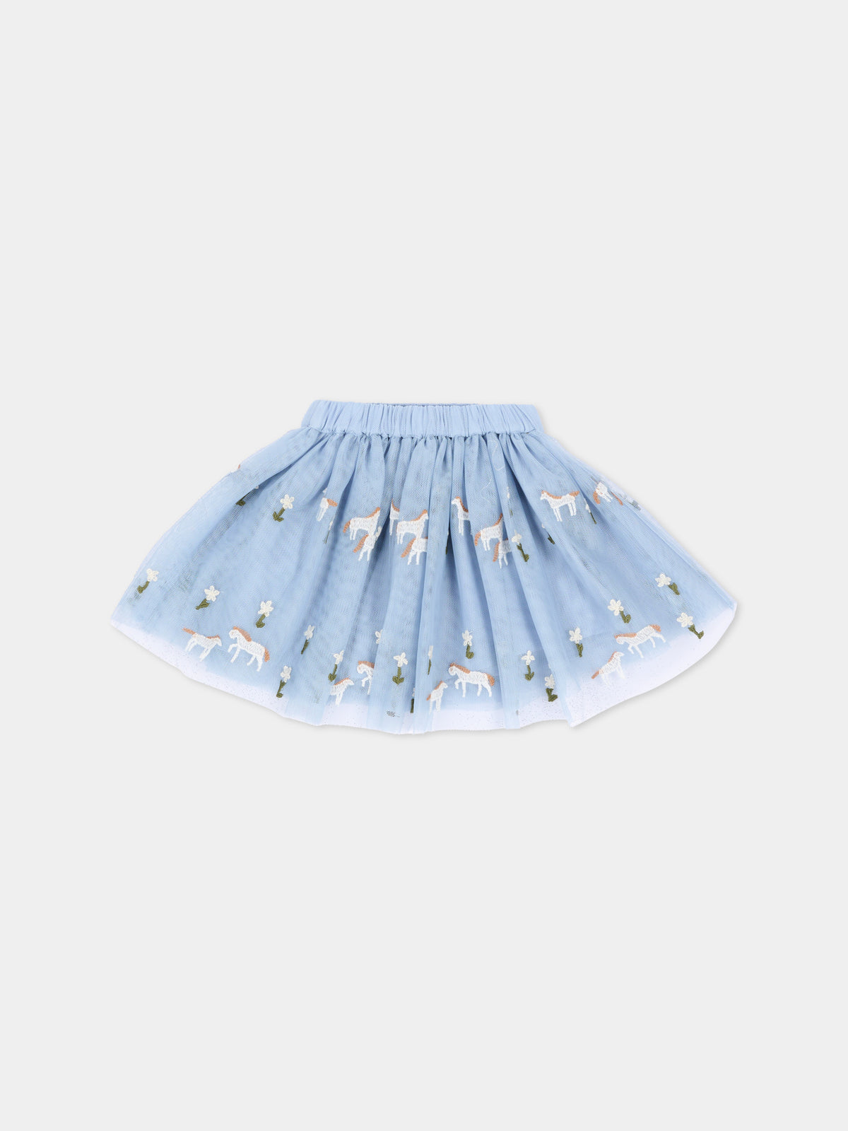 Gonna azzurra per neonata ricamata,Stella Mccartney Kids,TZ7011 Z3866 61EEM