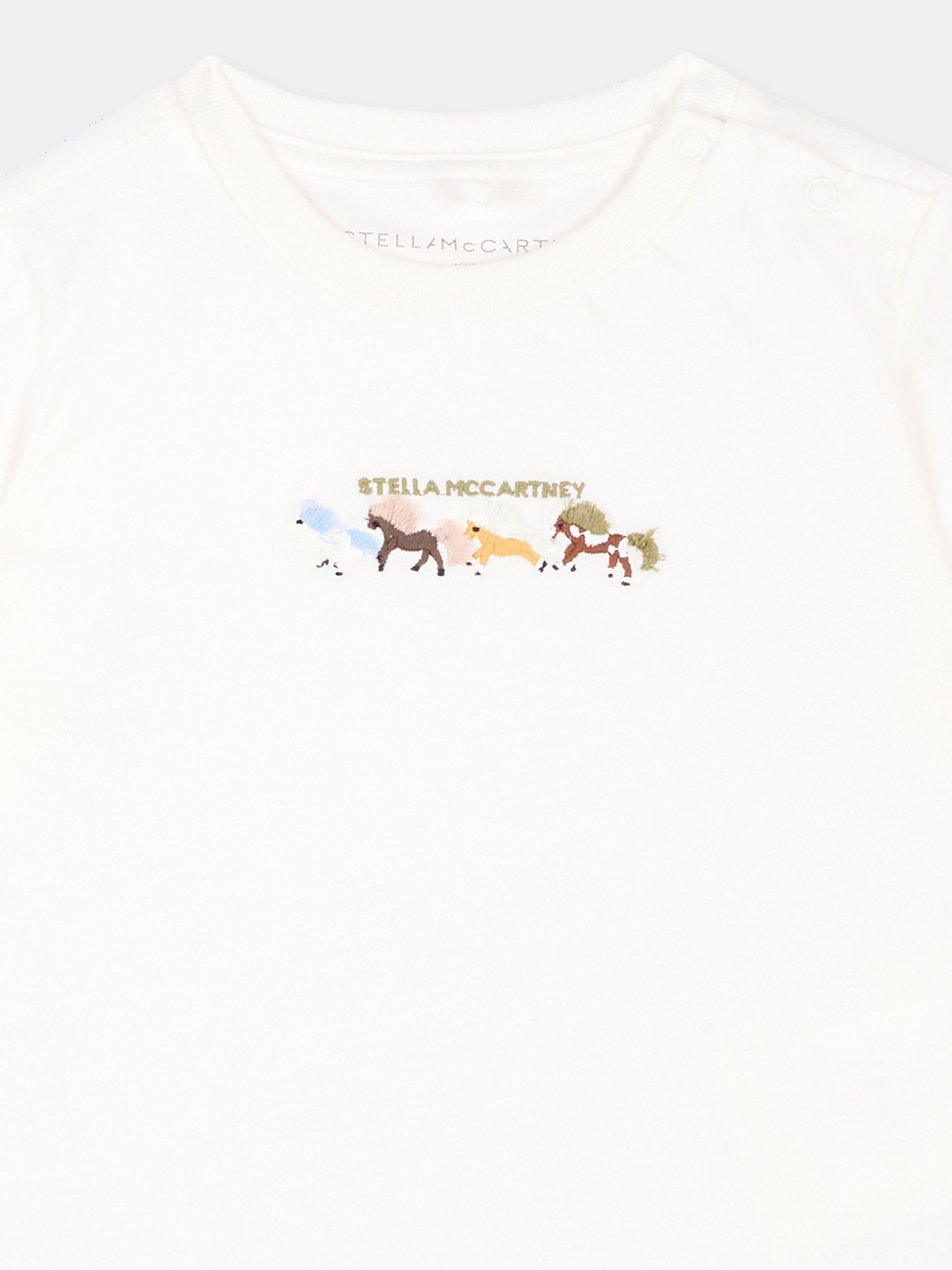 T-shirt avorio per neonato con logo,Stella Mccartney Kids,TZ8311 Z3772 101