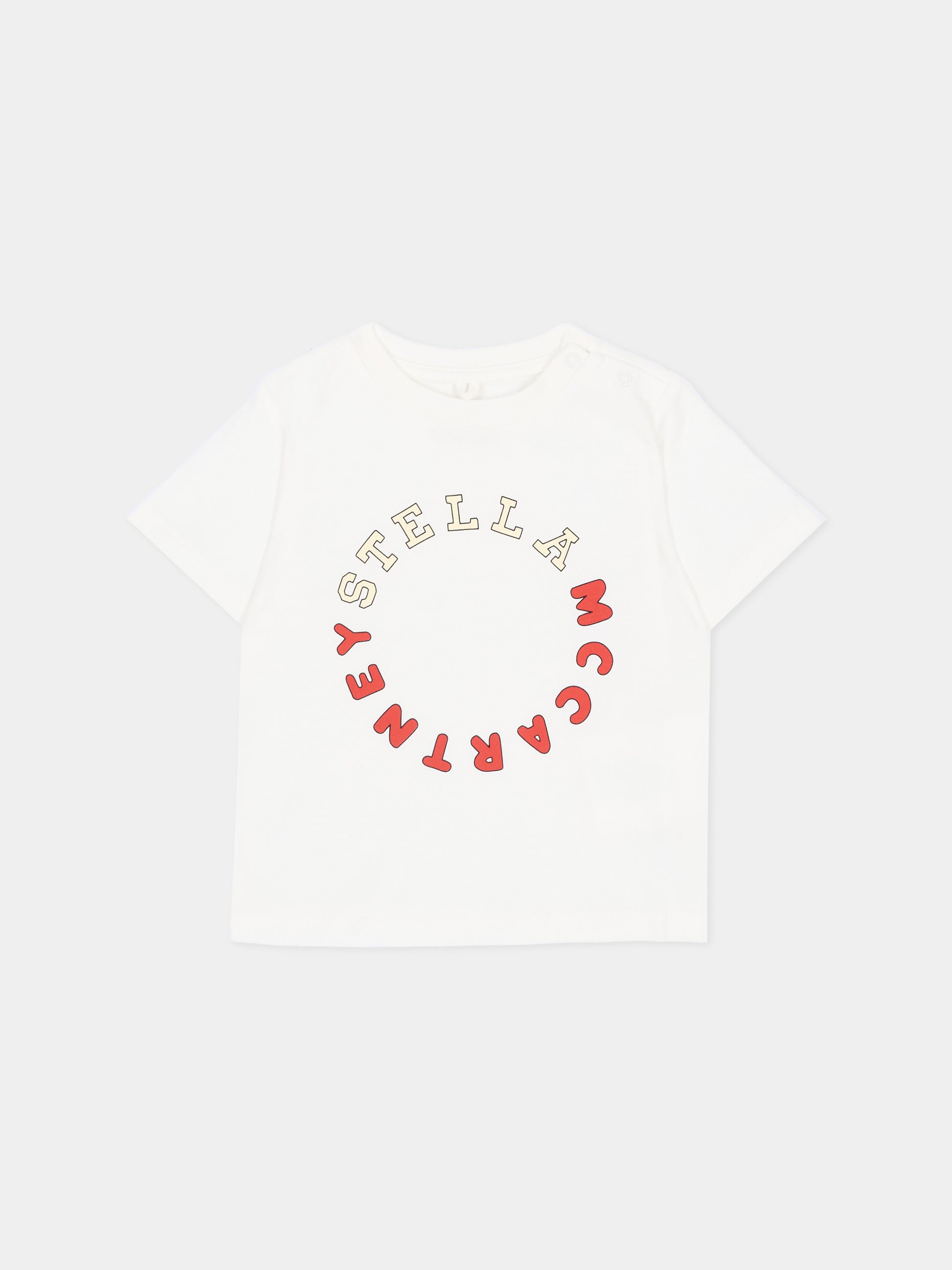 T-shirt avorio per neonati con logo,Stella Mccartney Kids,TZ8341 Z3931 101
