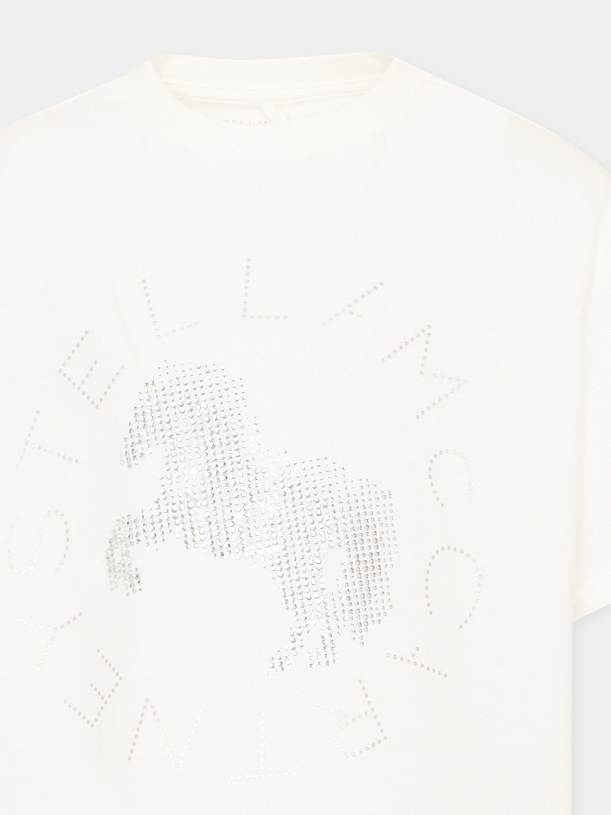 T-shirt avorio per bambina con cavallo,Stella Mccartney Kids,TZ8C91 Z3772 101