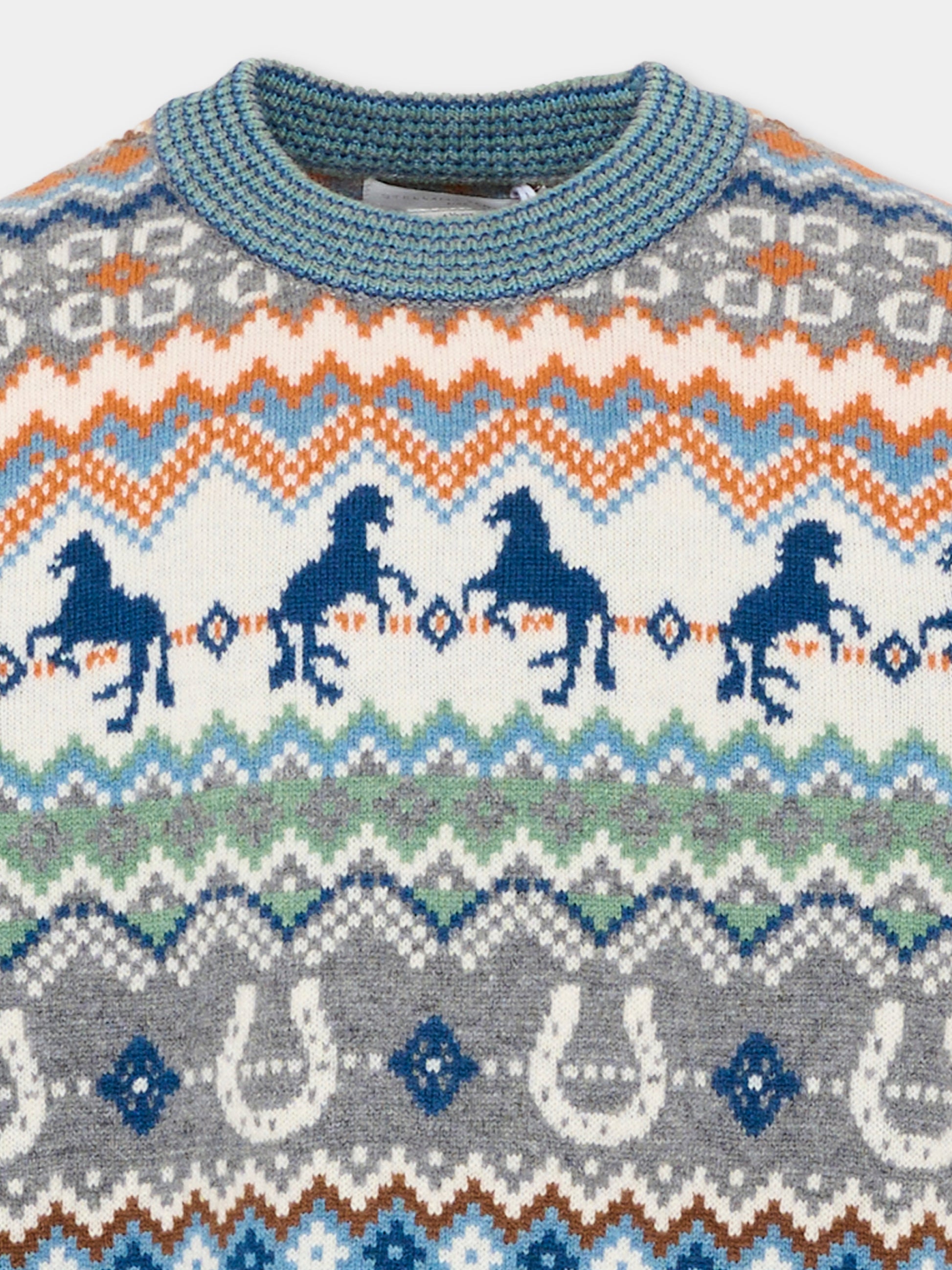 Maglione multicolor per bambino jacquard,Stella Mccartney Kids,TZ9H10 Z3893 999