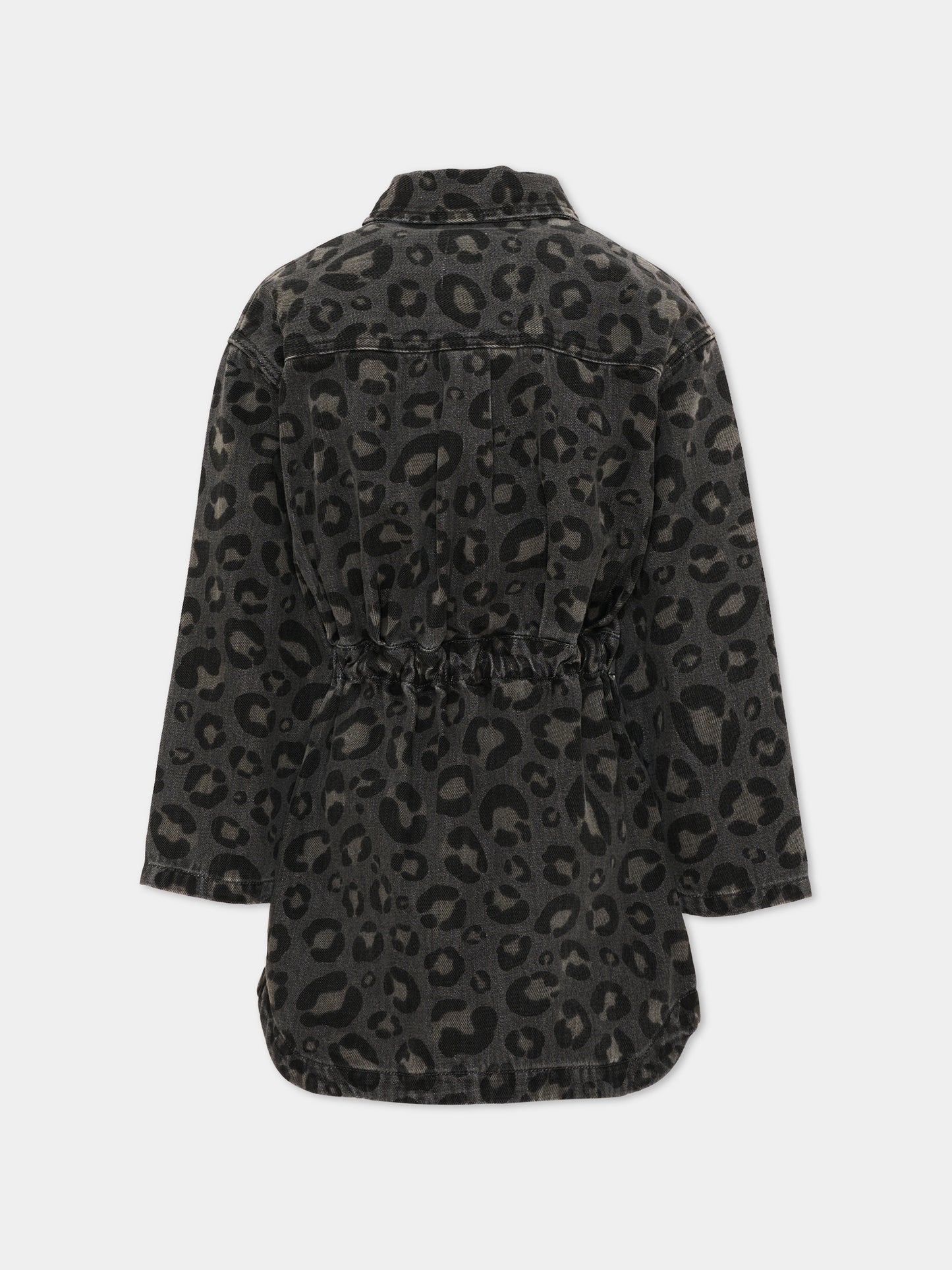Vestito grigio animalier per bambina,Douuod Kids,DZ1A30 Z4163 924BG