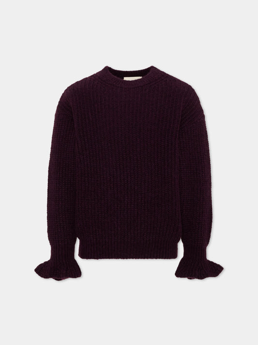 Maglione viola per bambina con patch logo,Douuod Kids,DZ9A30 W0222 886