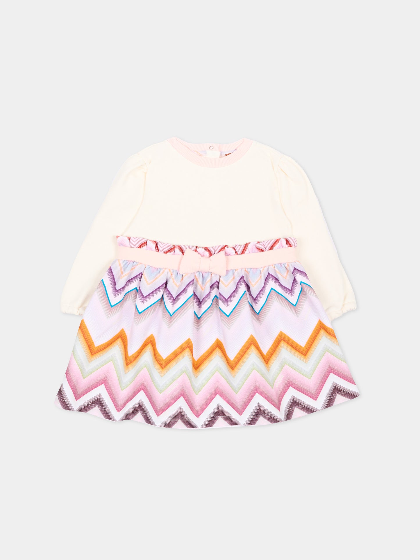 Vestito avorio per neonata con chevron,Missoni,MZ1010 Z3183 102MC