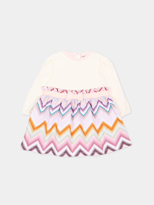 Vestito avorio per neonata con chevron,Missoni,MZ1010 Z3183 102MC