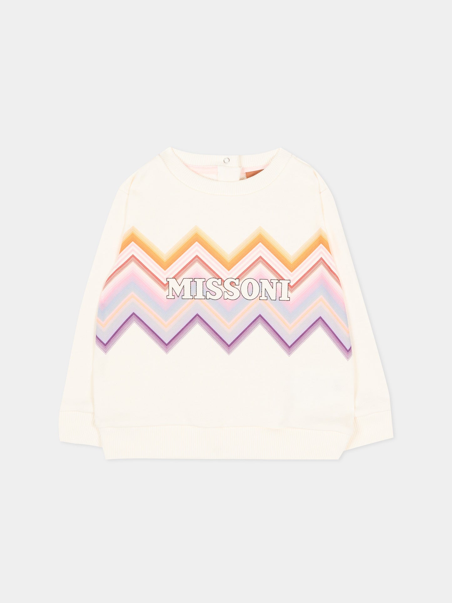 Felpa avorio per neonata con chevron,Missoni,MZ4020 Z3183 102