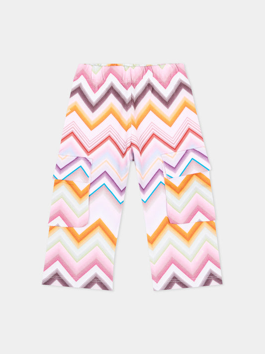 Pantaloni sportivi multicolor per neonata con chevron,Missoni,MZ6010 Z4078 999