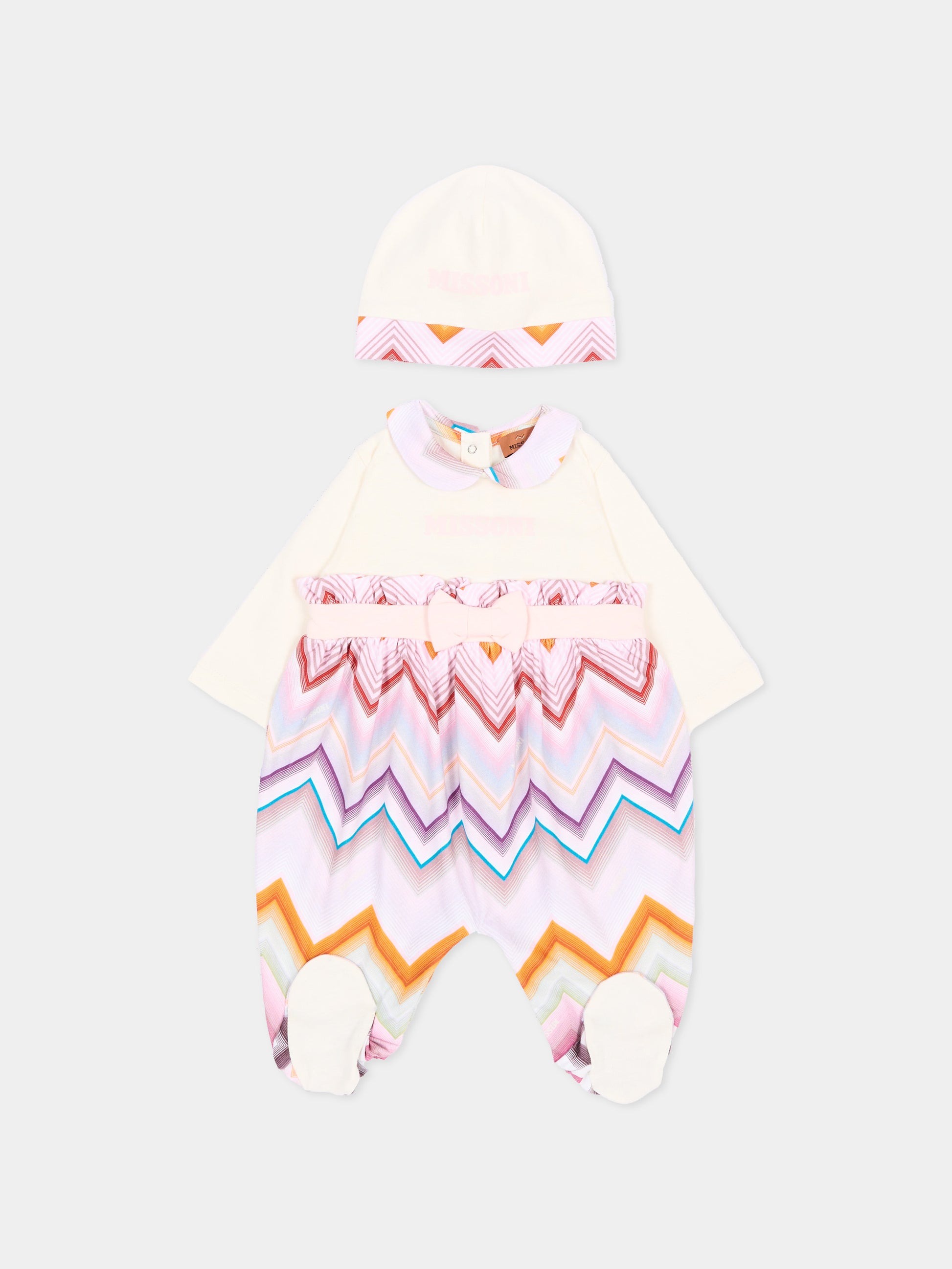 Set tutina avorio per neonata con chevron,Missoni,MZB020 Z3672 102MC