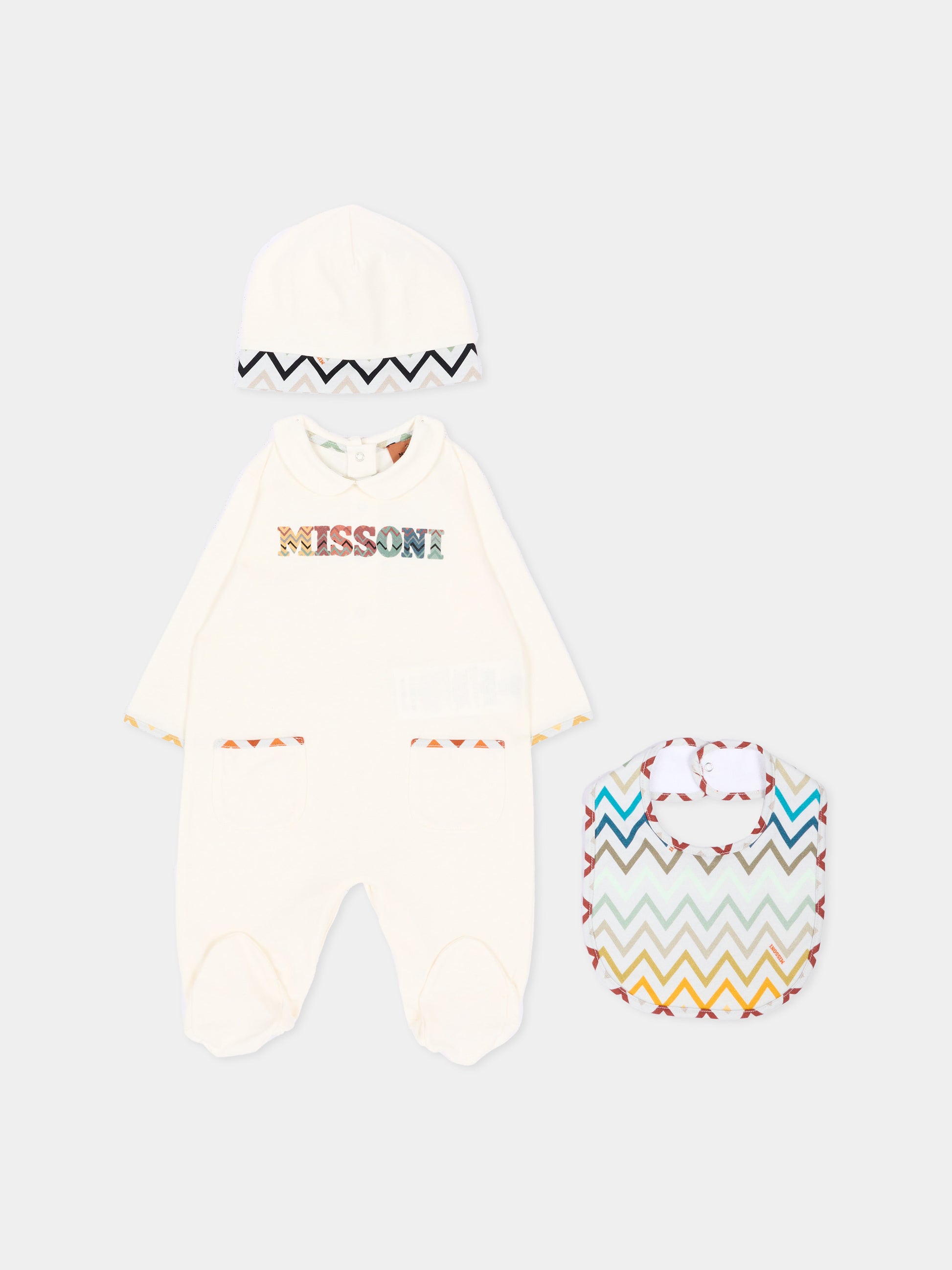 Set tutina avorio per neonato con chevron,Missoni,MZB300 Z3672 102