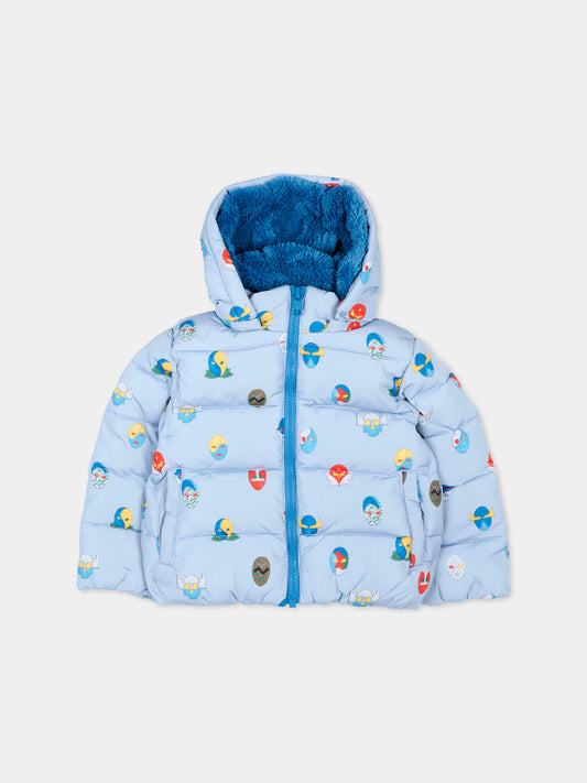 Piumino celeste per neonato con stampa,Stella Mccartney Kids,TZ2307 Z4031 61EMC