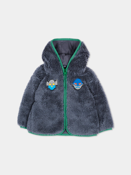 Ecopelliccia blu per neonato con robot,Stella Mccartney Kids,TZ2317 Z4058 657