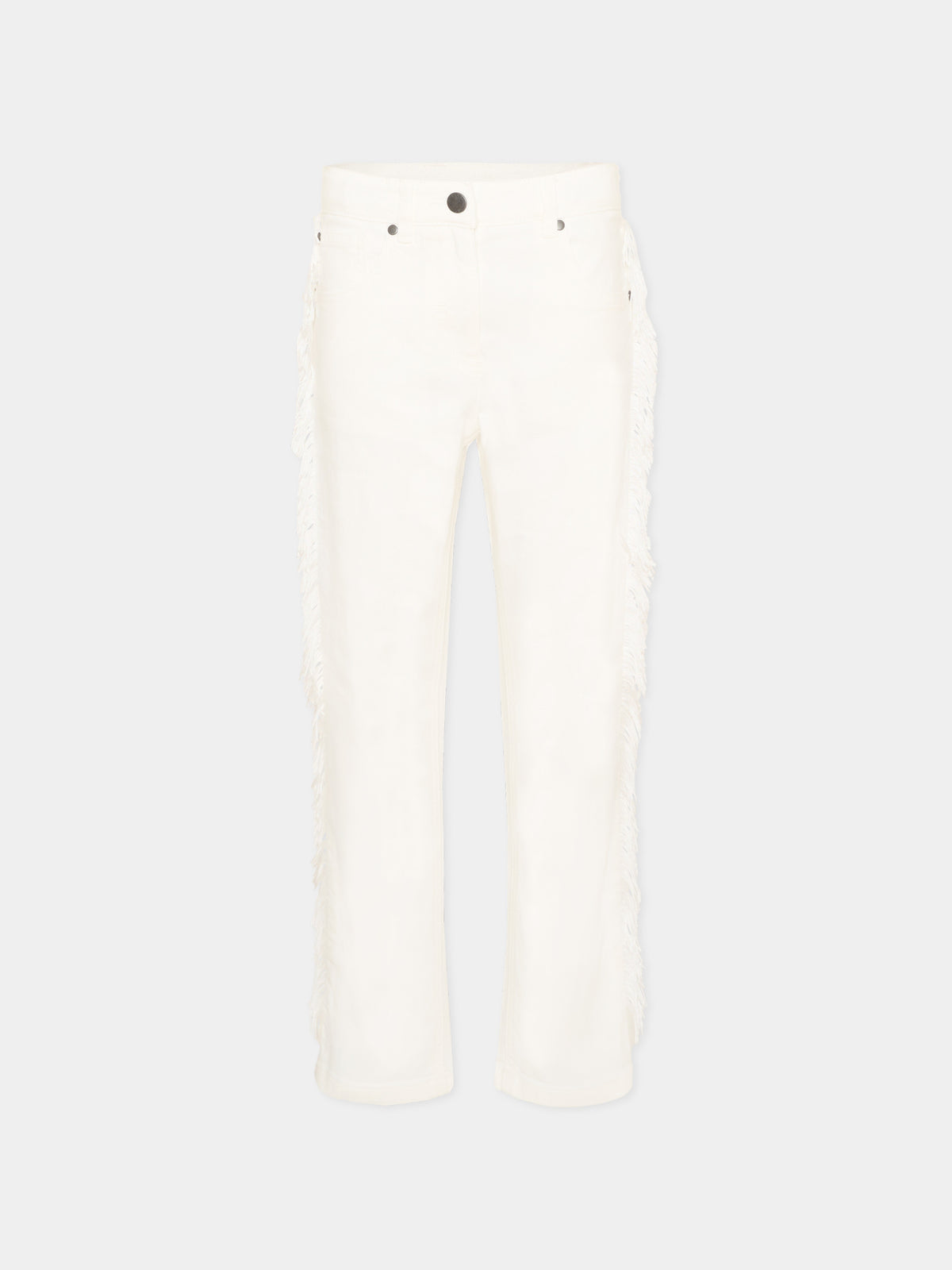 Jeans bianco per bambina con frange,Stella Mccartney Kids,TZ6A50 Z0156 101